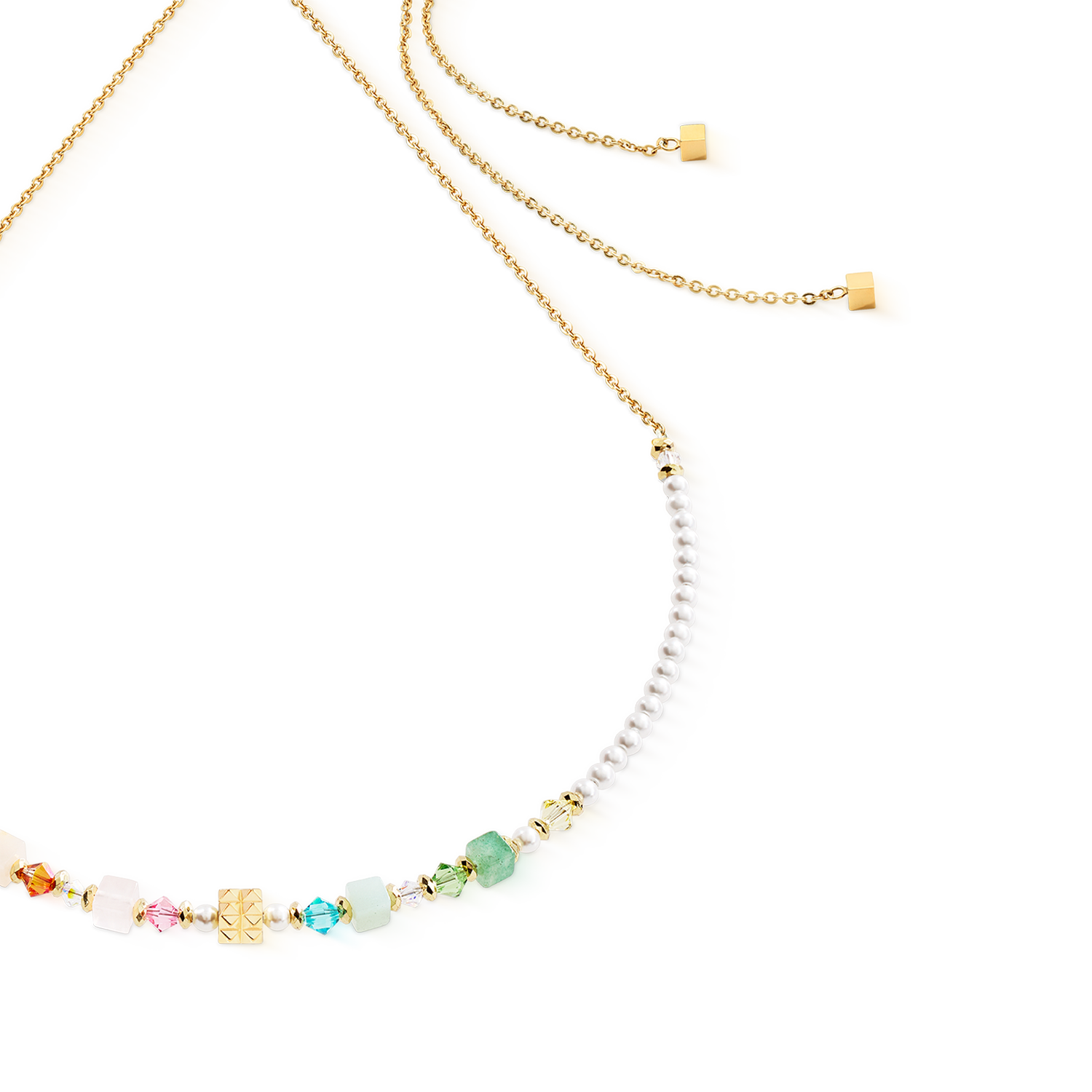 Halskette Cube Princess Fusion Blossom gold von COEUR DE LION – Detailaufnahme