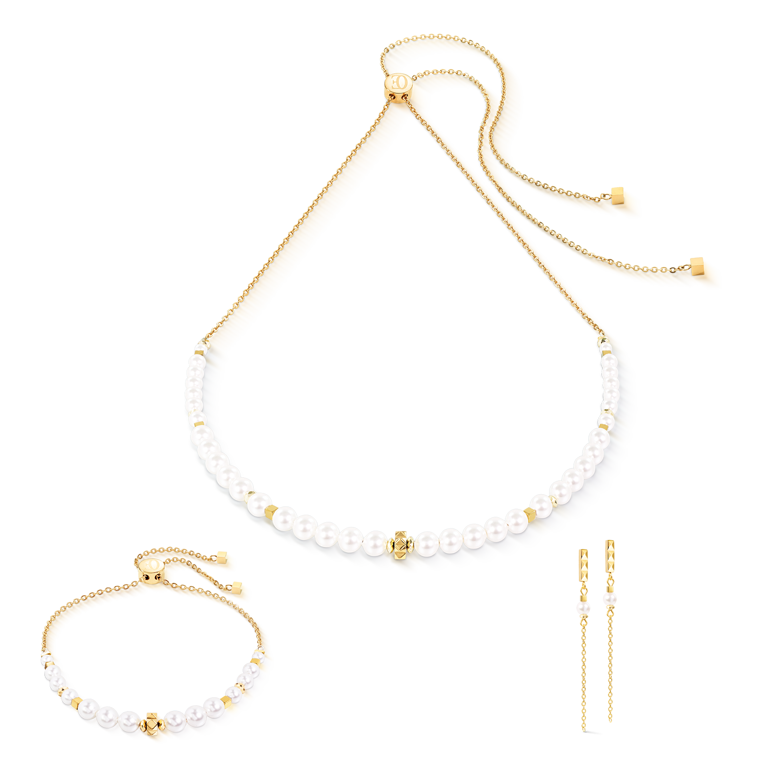 Ohrringe Slider Pearl Spike gold