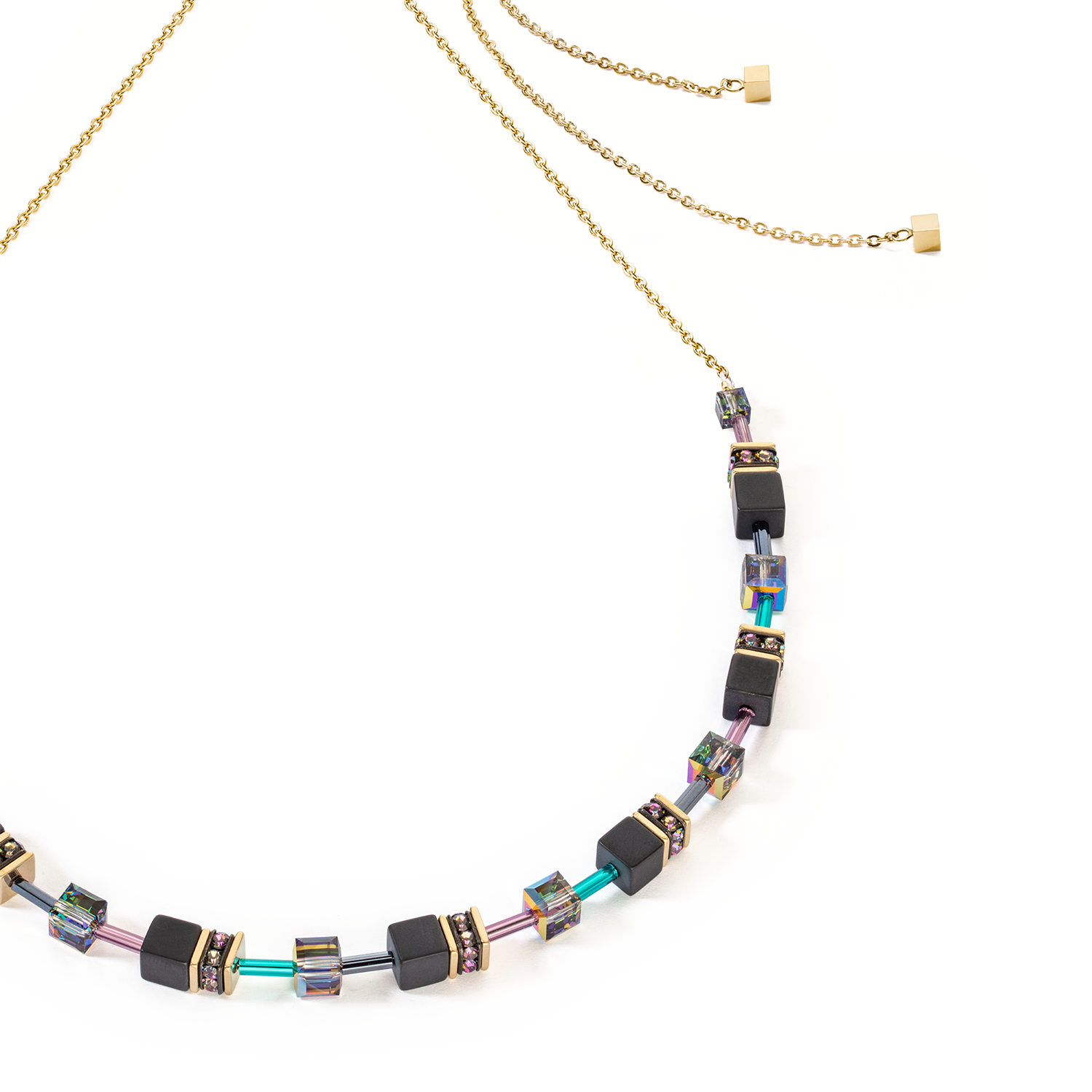 GeoCUBE® Iconic Nature Chain Halskette schwarz-multicolor von COEUR DE LION – Detailaufnahme