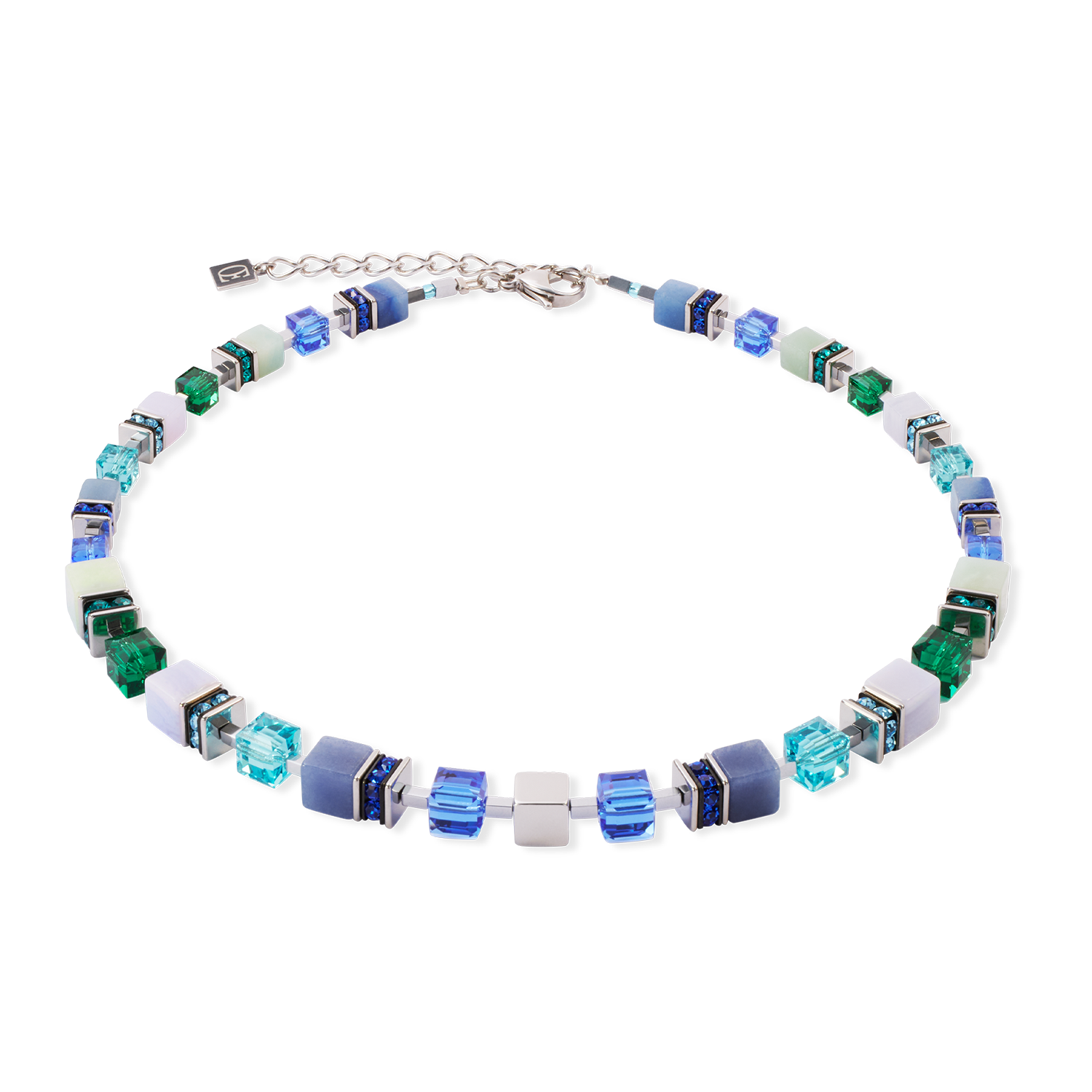 GeoCUBE® Precious Statement Halskette silber-ocean von COEUR DE LION