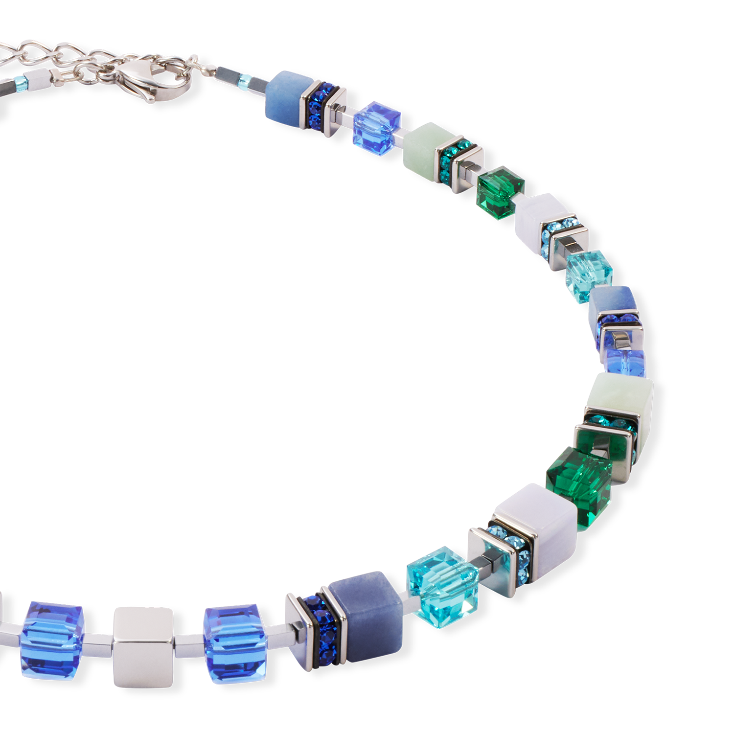 GeoCUBE® Precious Statement Halskette silber-ocean von COEUR DE LION – Detailaufnahme