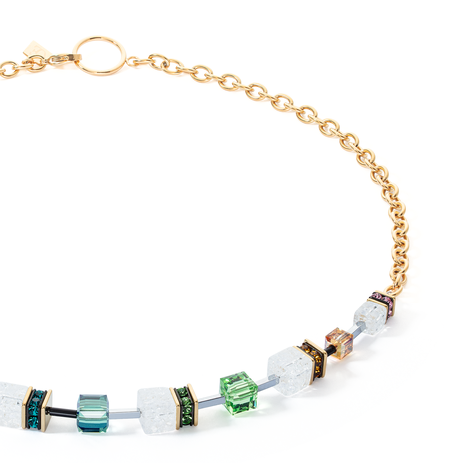 GeoCUBE® Iconic Precious Chain Halskette gold-multicolor von COEUR DE LION – Detailaufnahme