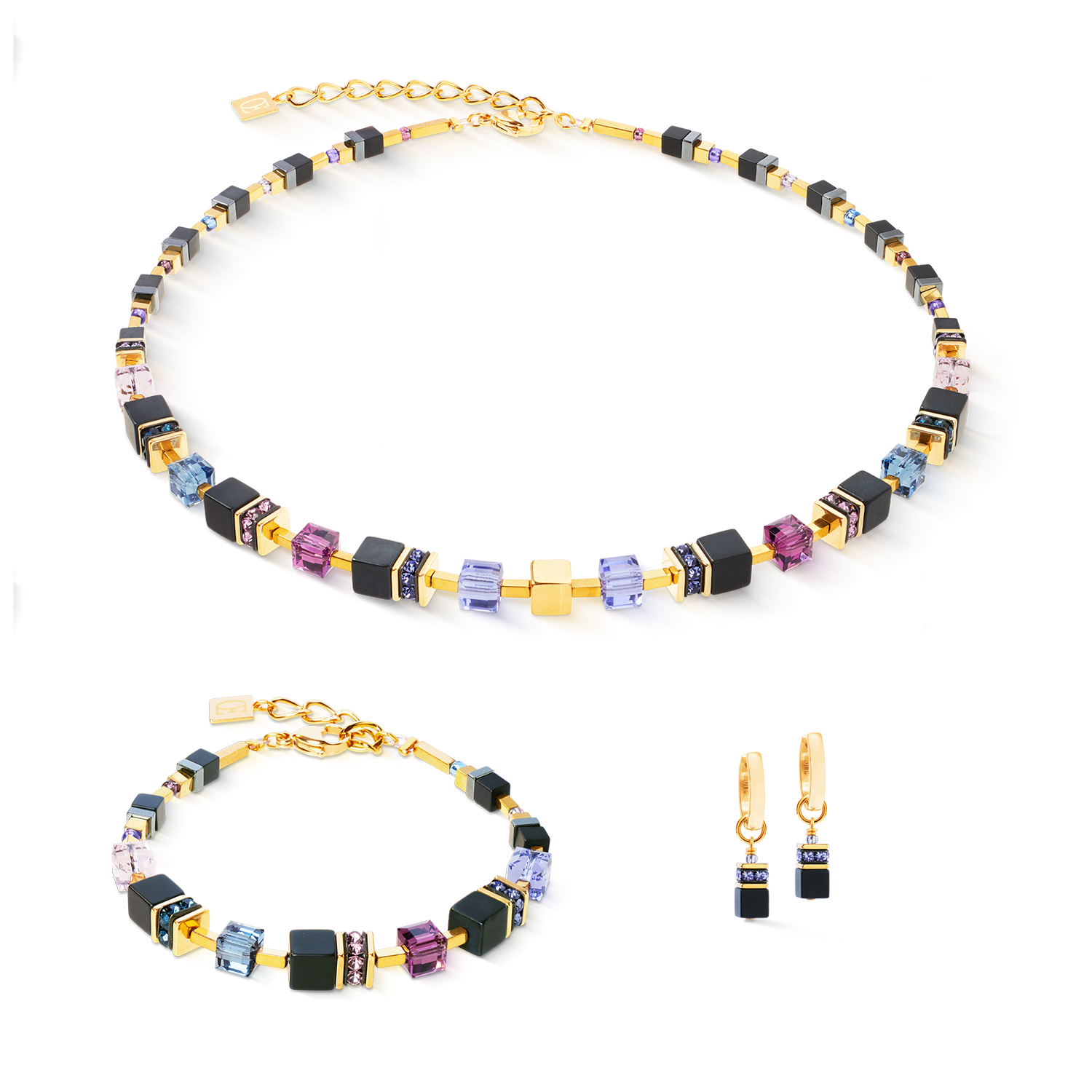 GeoCUBE® Precious Classic Armband Blue Moon gold von COEUR DE LION – im Set mit passenden Schmuckstücken