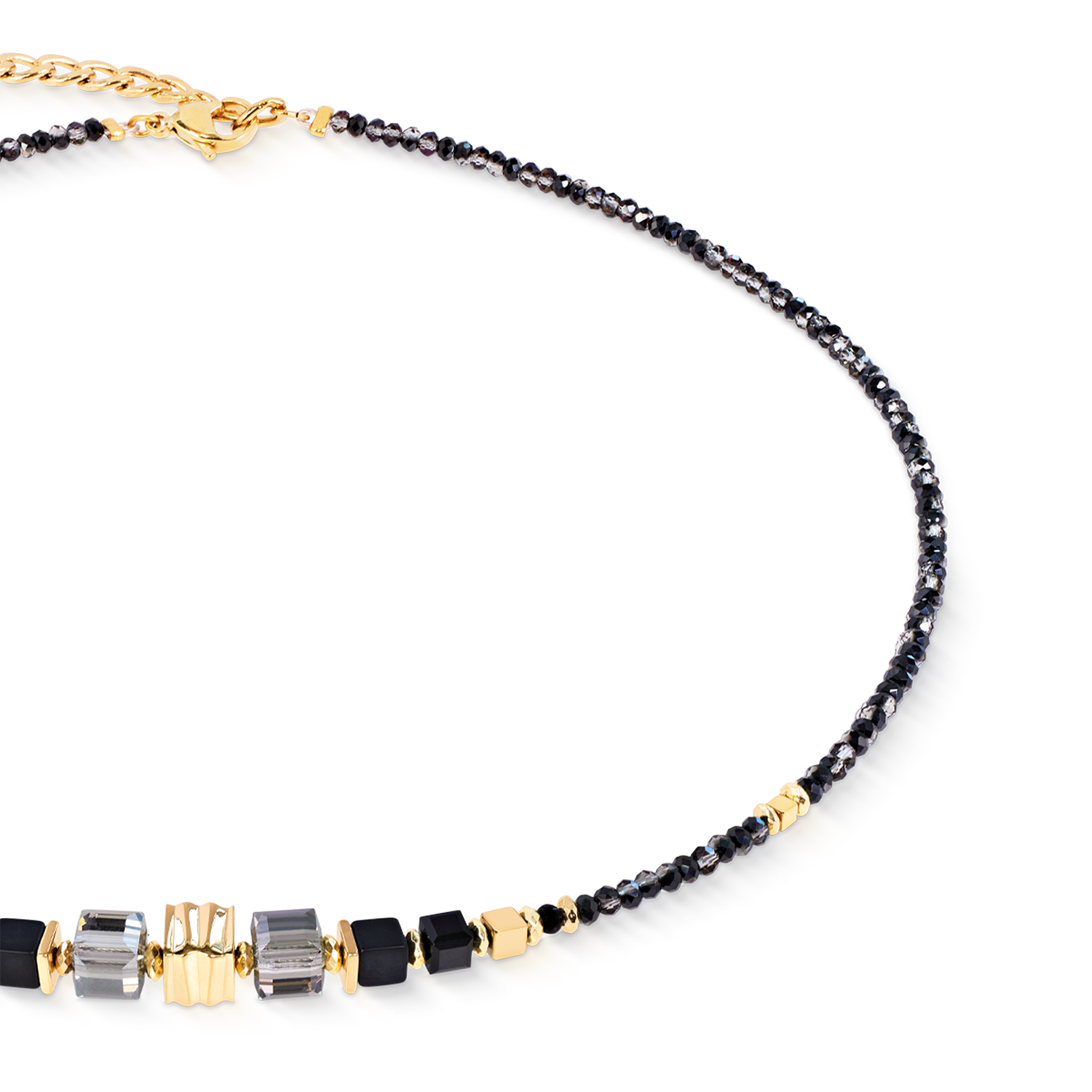 Halskette Wave Cube Flow gold-schwarz