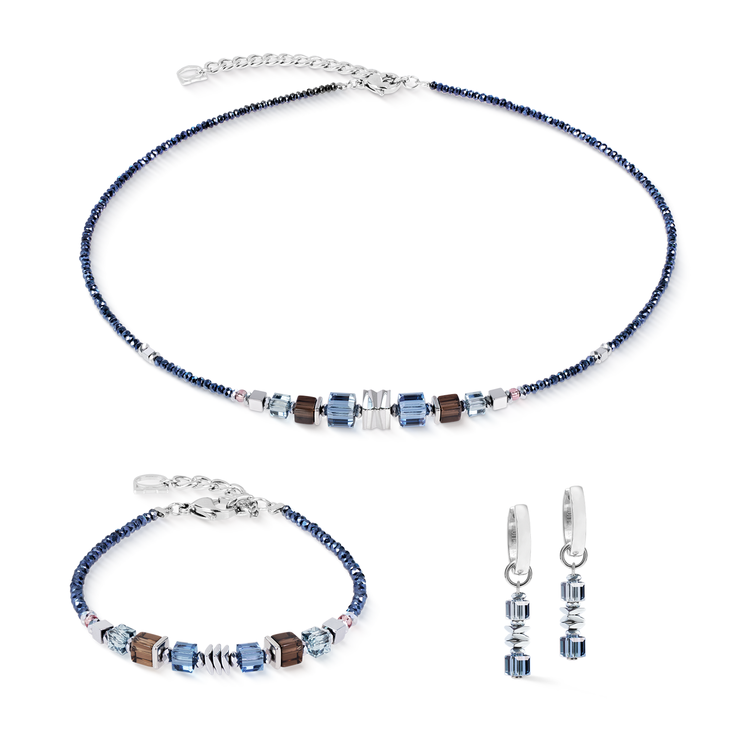 Armband Wave Cube Flow silber-blau