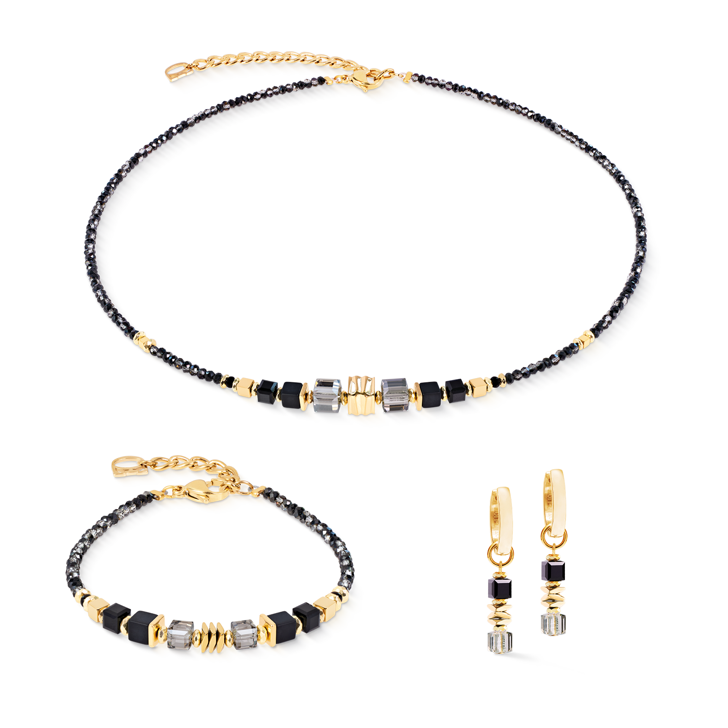Armband Wave Cube Flow gold-schwarz