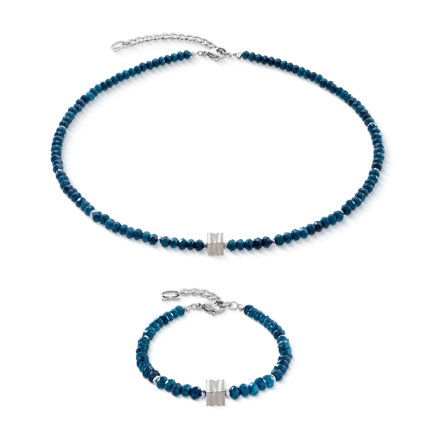 Armband Wave Essence Navy Jade silber von COEUR DE LION – im Set mit passenden Schmuckstücken