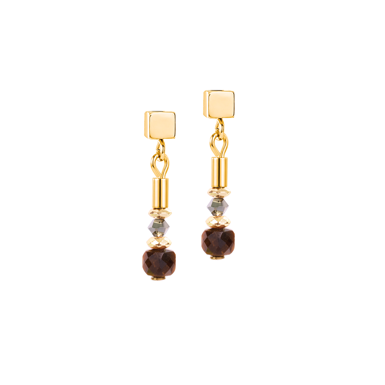 Ohrstecker Cube Balance Golden Hazel