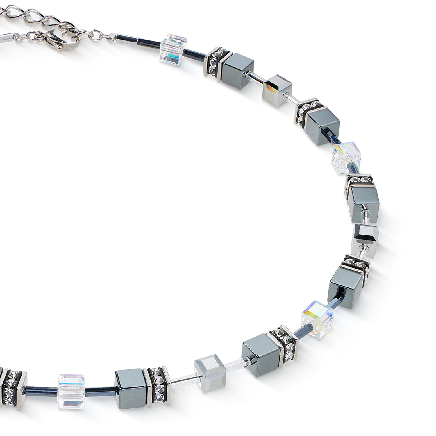 GeoCUBE® Halskette platinum von COEUR DE LION – Detailaufnahme