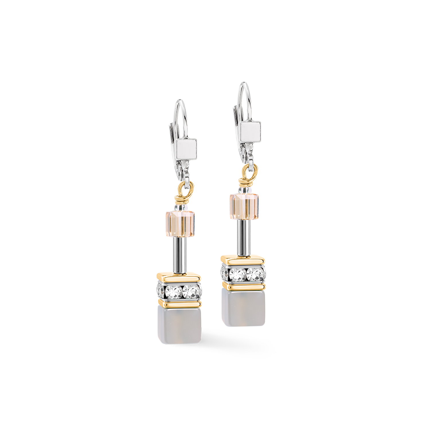 GeoCUBE® Ohrhänger Achat & Hämatit grau-gold