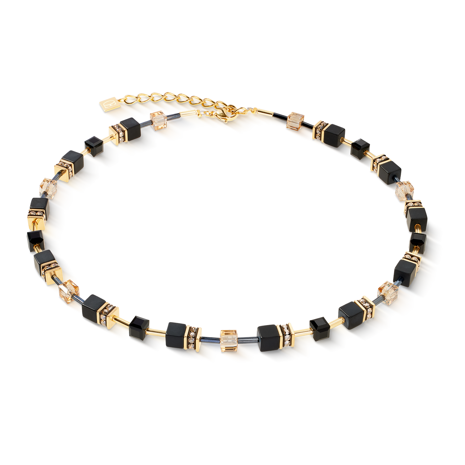 GeoCUBE® Halskette Onyx schwarz-gold von COEUR DE LION