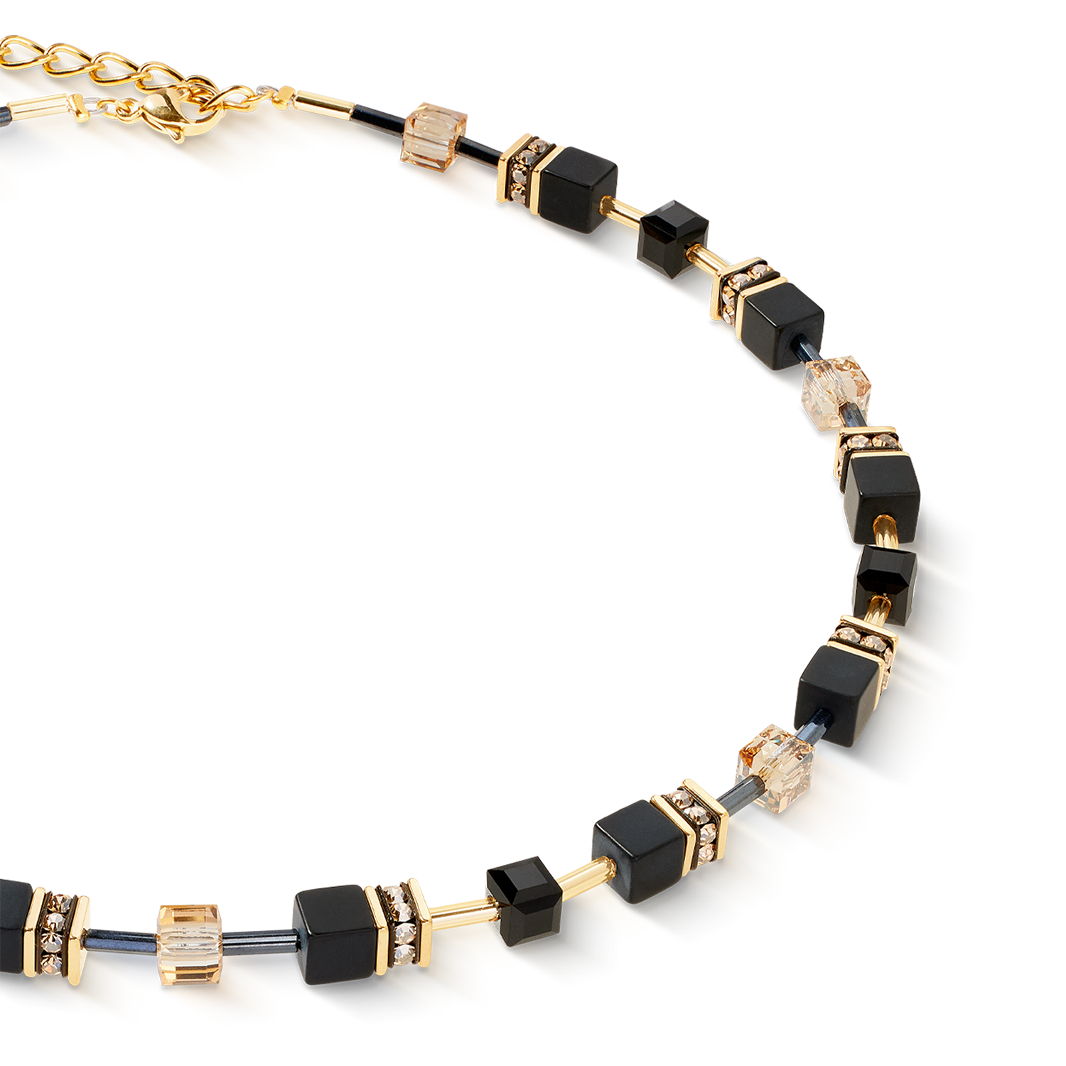 GeoCUBE® Halskette Onyx schwarz-gold von COEUR DE LION – Detailaufnahme