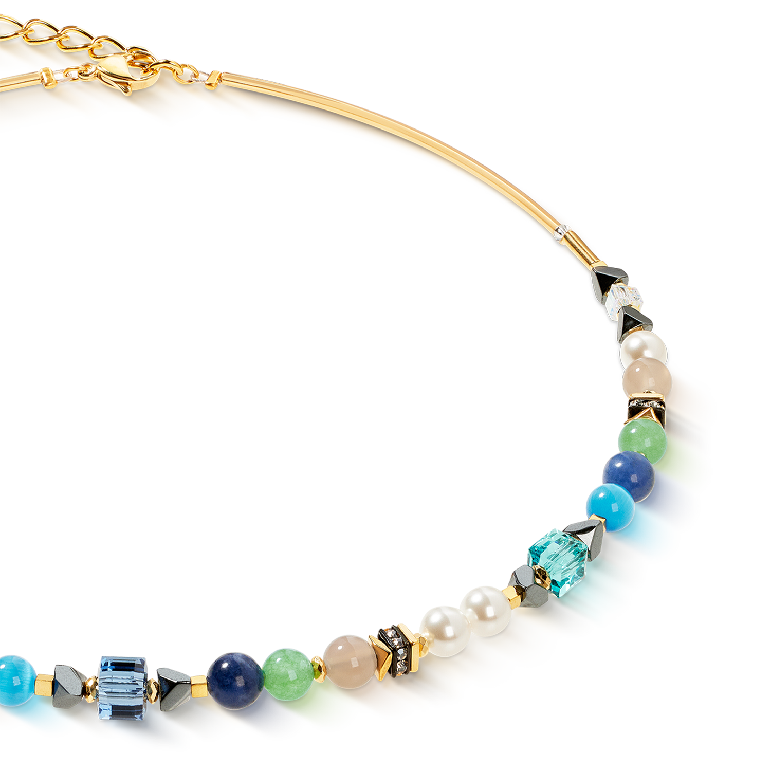 Halskette Precious Shape Mix grün-türkis von COEUR DE LION – Detailaufnahme