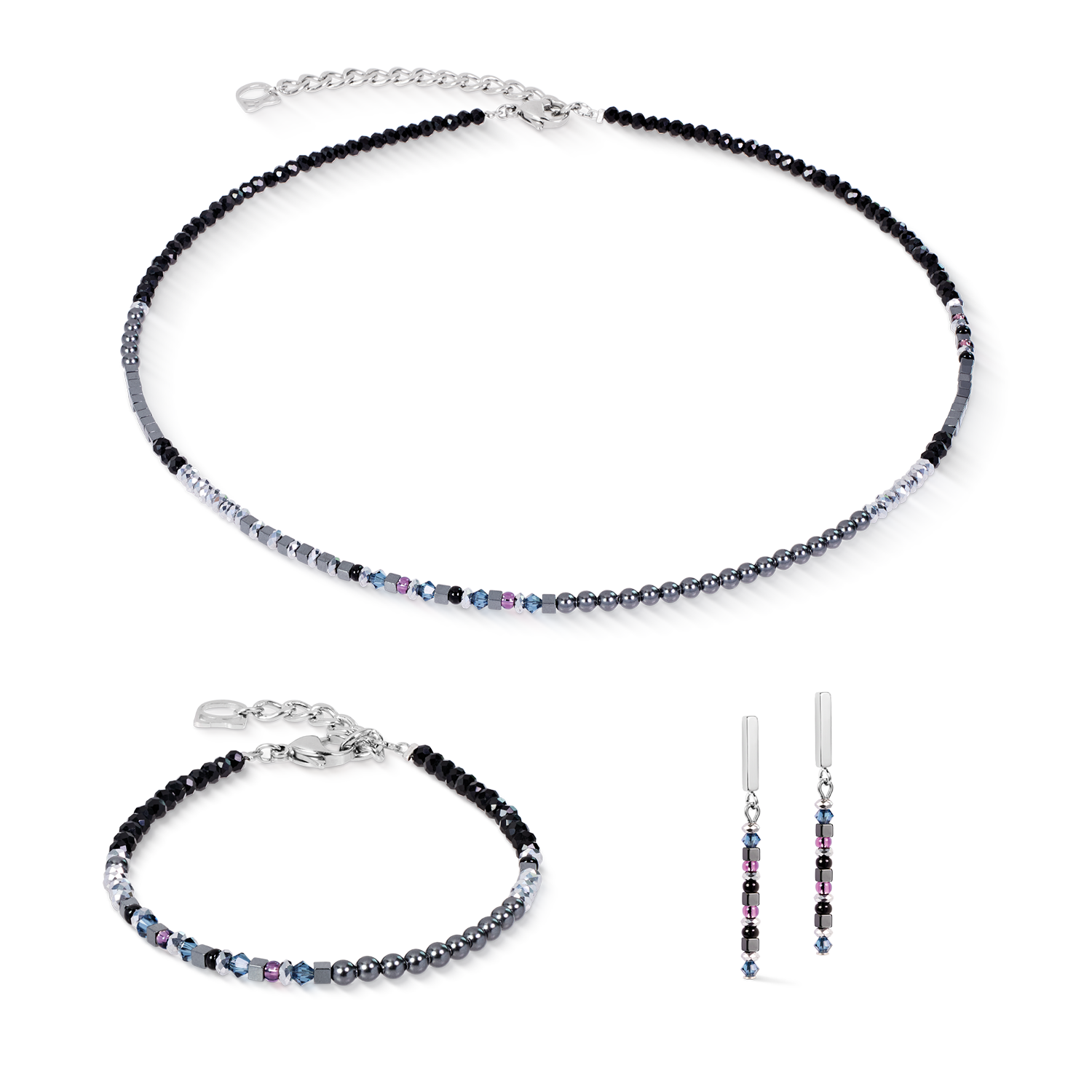 Ohrringe Fusion Offset Graphic grau-schwarz