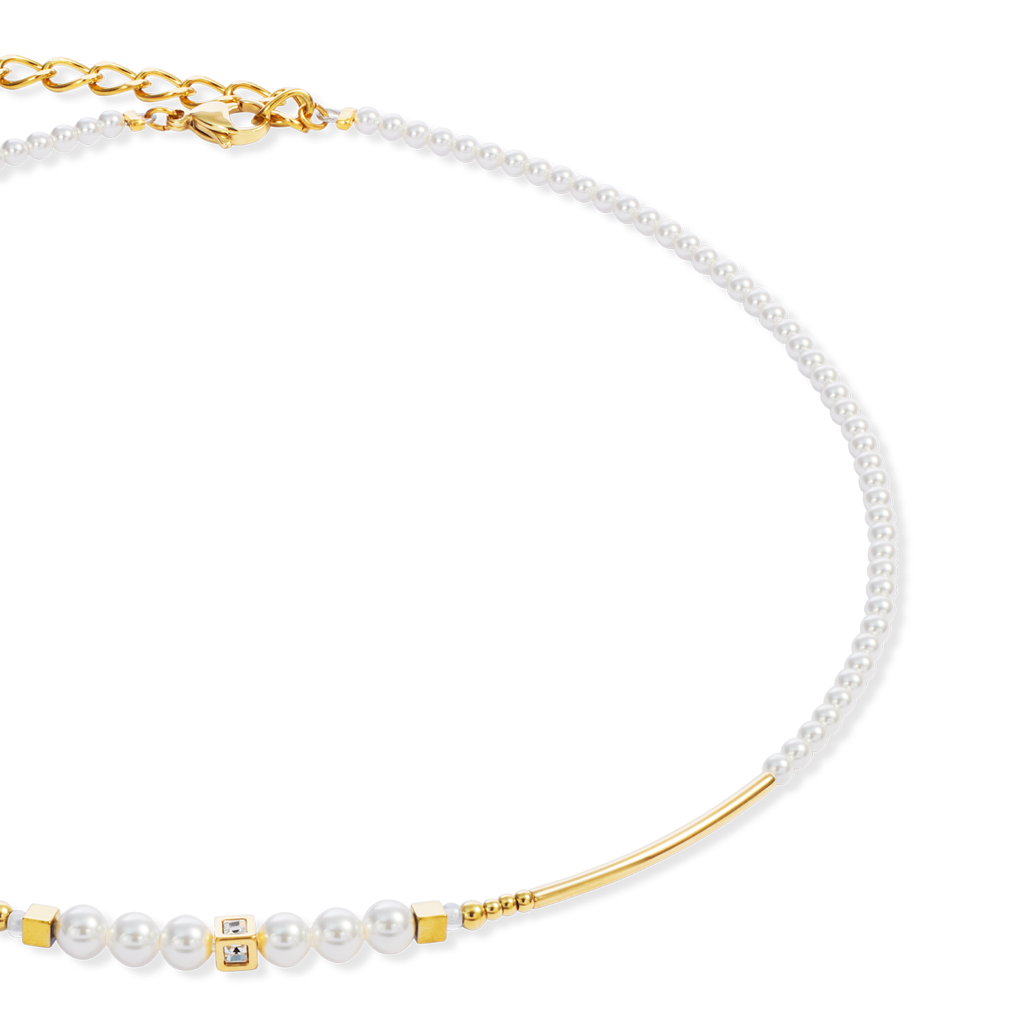 Halskette Shimmering Princess Pearls gold-weiß von COEUR DE LION – Detailaufnahme