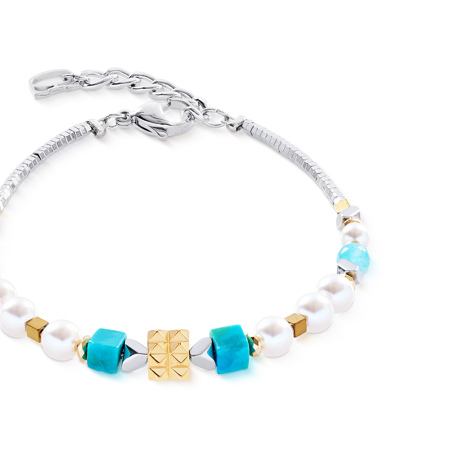 Armband Modern Elegance Spikes gold-türkis von COEUR DE LION – Detailaufnahme