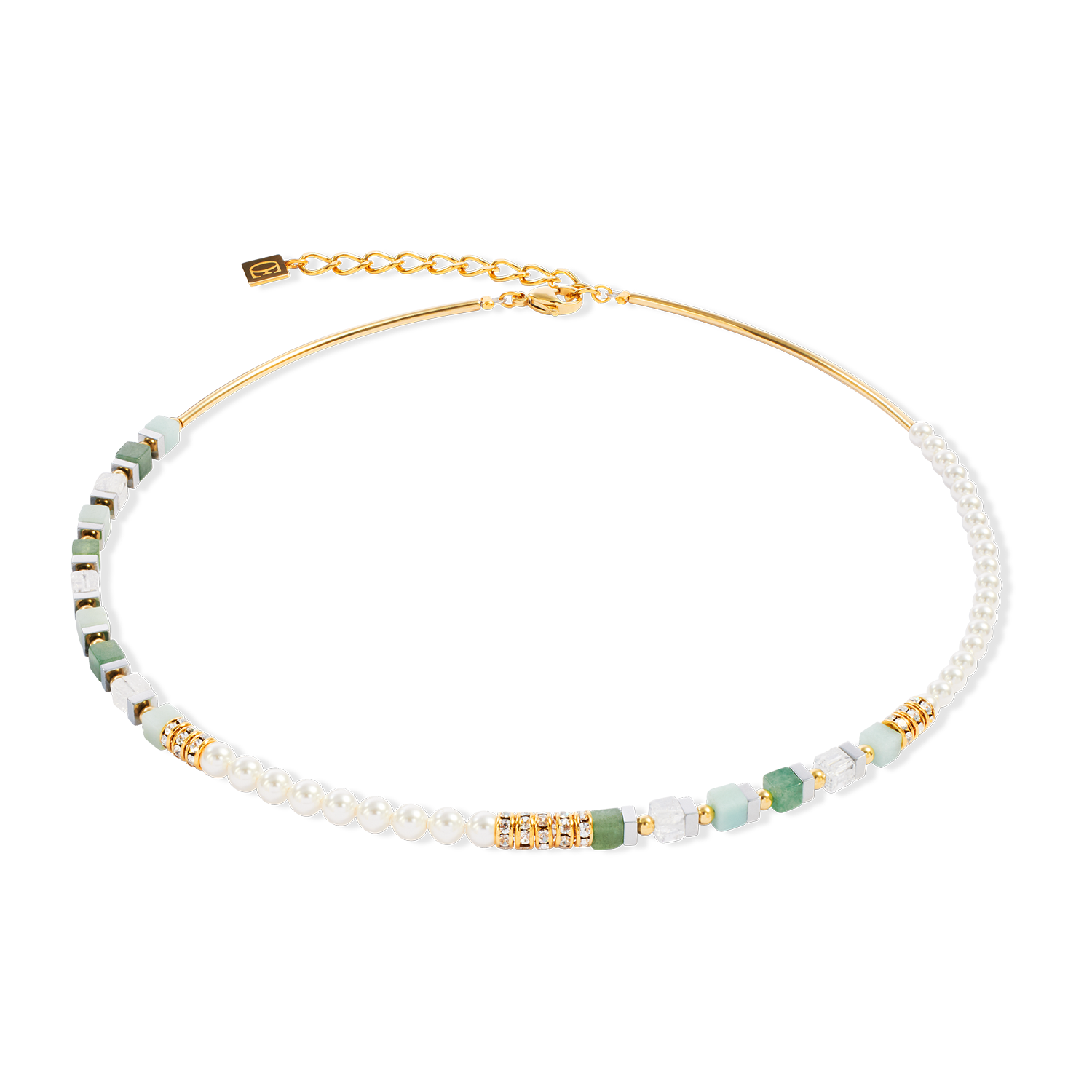 Precious Fusion Offset Halskette gold-grün von COEUR DE LION