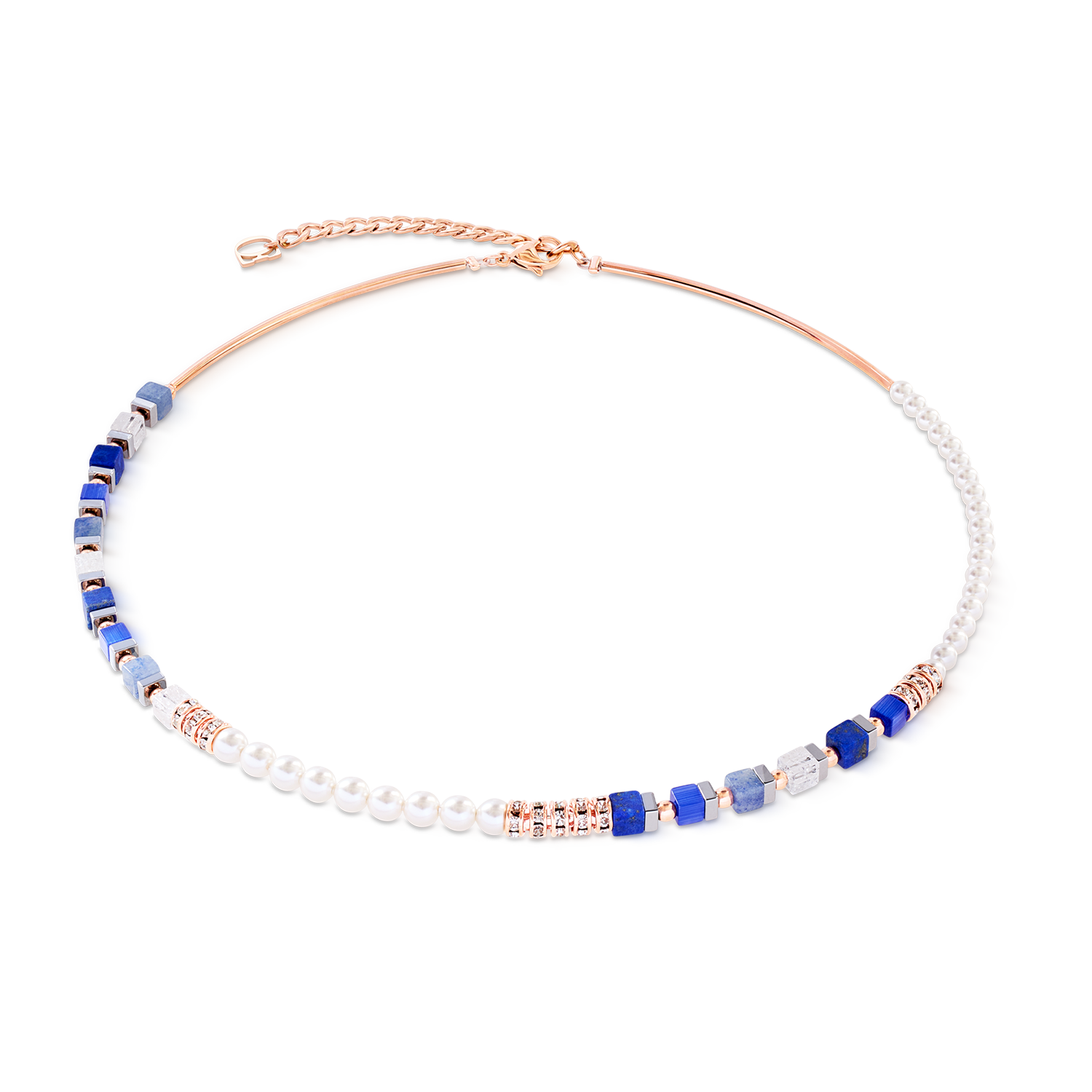 Precious Fusion Offset Halskette roségold-blau von COEUR DE LION