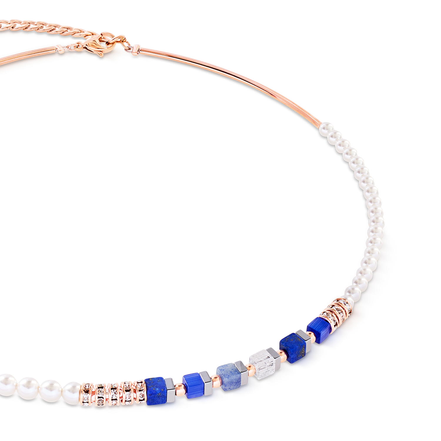 Precious Fusion Offset Halskette roségold-blau von COEUR DE LION – Detailaufnahme