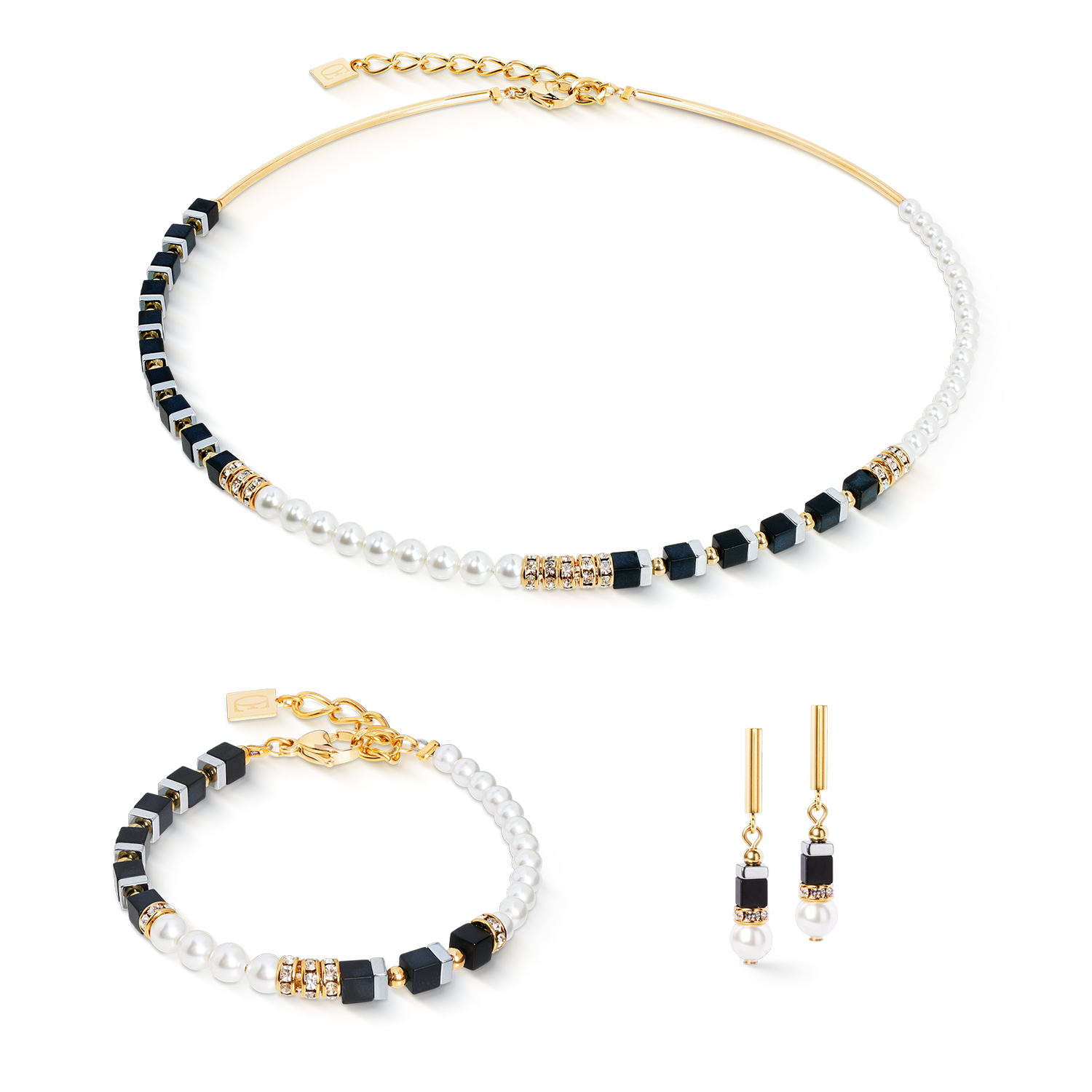 Precious Fusion Offset Halskette black-pearl von COEUR DE LION – im Set mit passenden Schmuckstücken