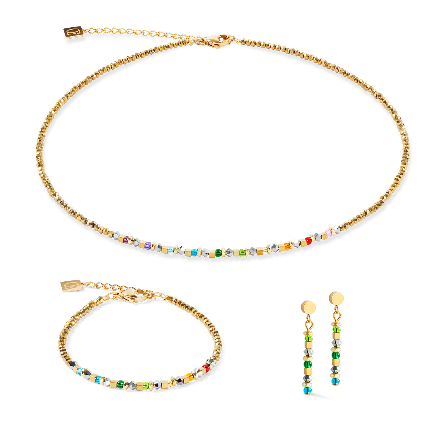 Halskette Golden Whisper Rainbow von COEUR DE LION – im Set mit passenden Schmuckstücken