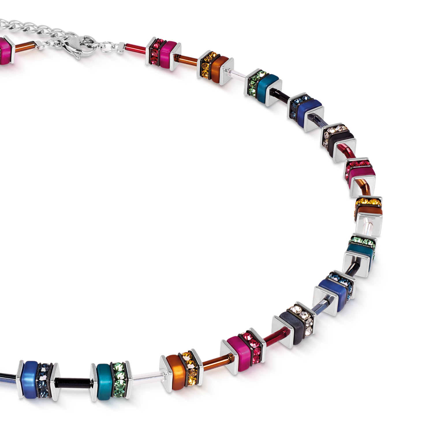 GeoCUBE® Halskette classic Polaris & Strass multicolor Winter