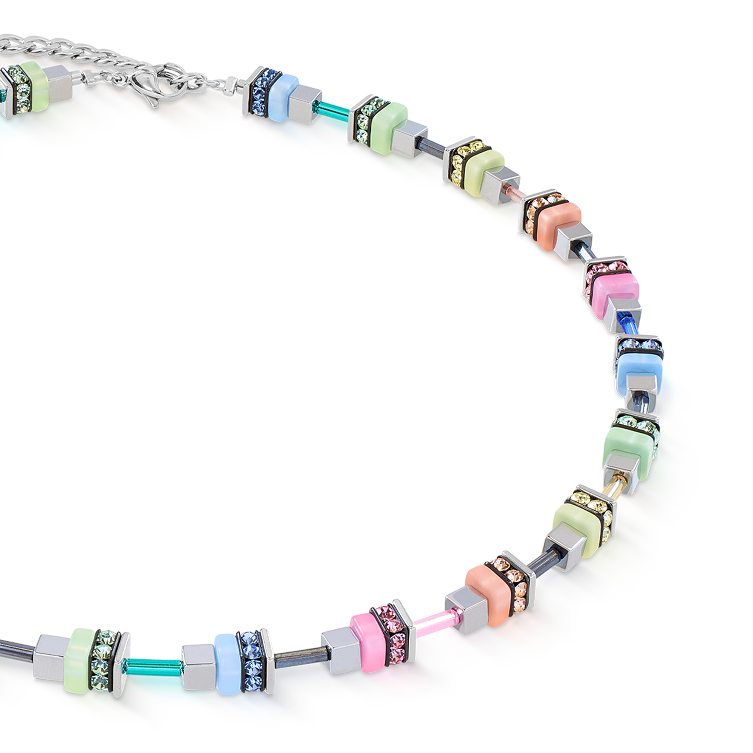 Halskette Fresh Sorbet Cube multicolor von COEUR DE LION – Detailaufnahme