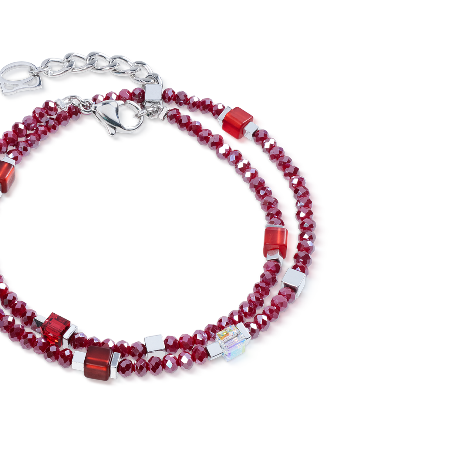 Joyful Colours Flex Armband silber-rot von COEUR DE LION – Detailaufnahme
