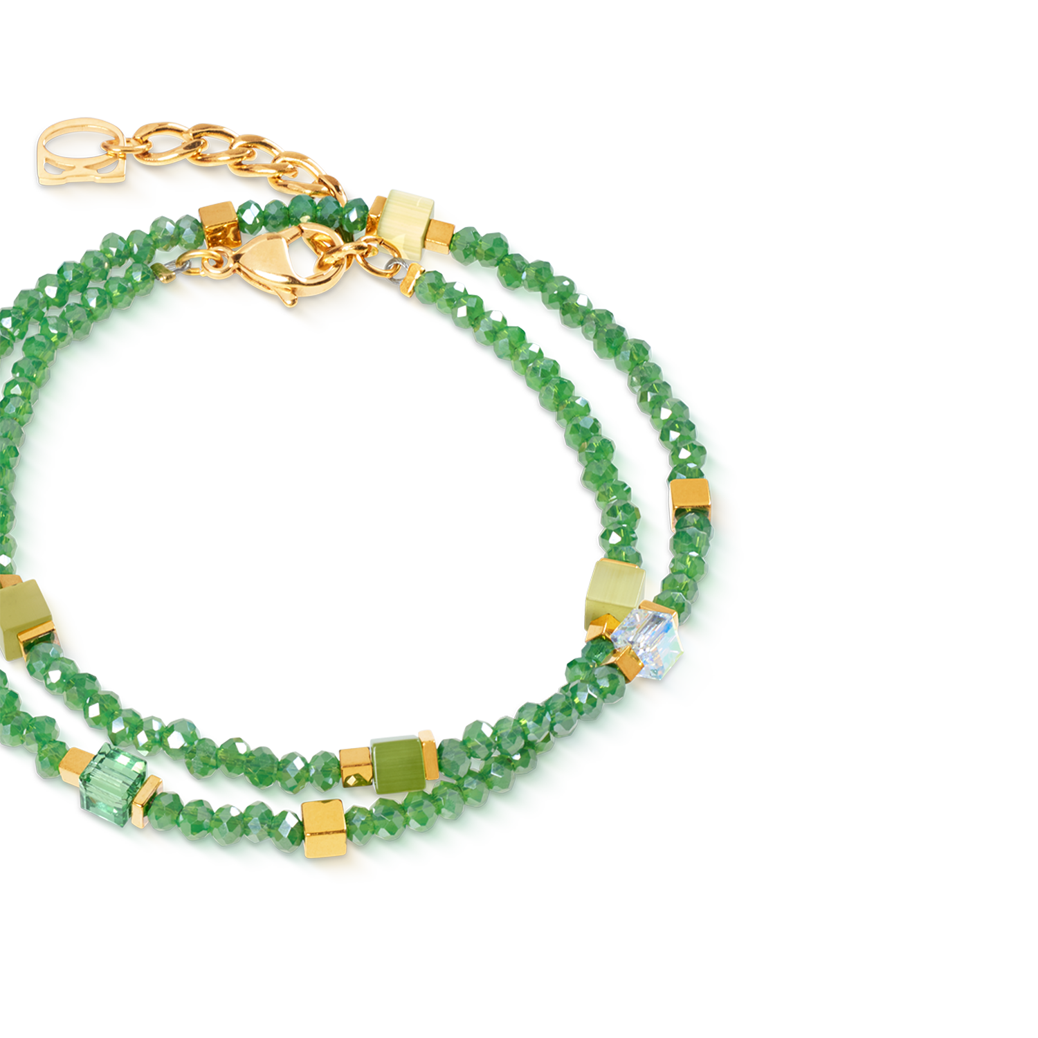 Joyful Colours Flex Armband gold-grün von COEUR DE LION – Detailaufnahme