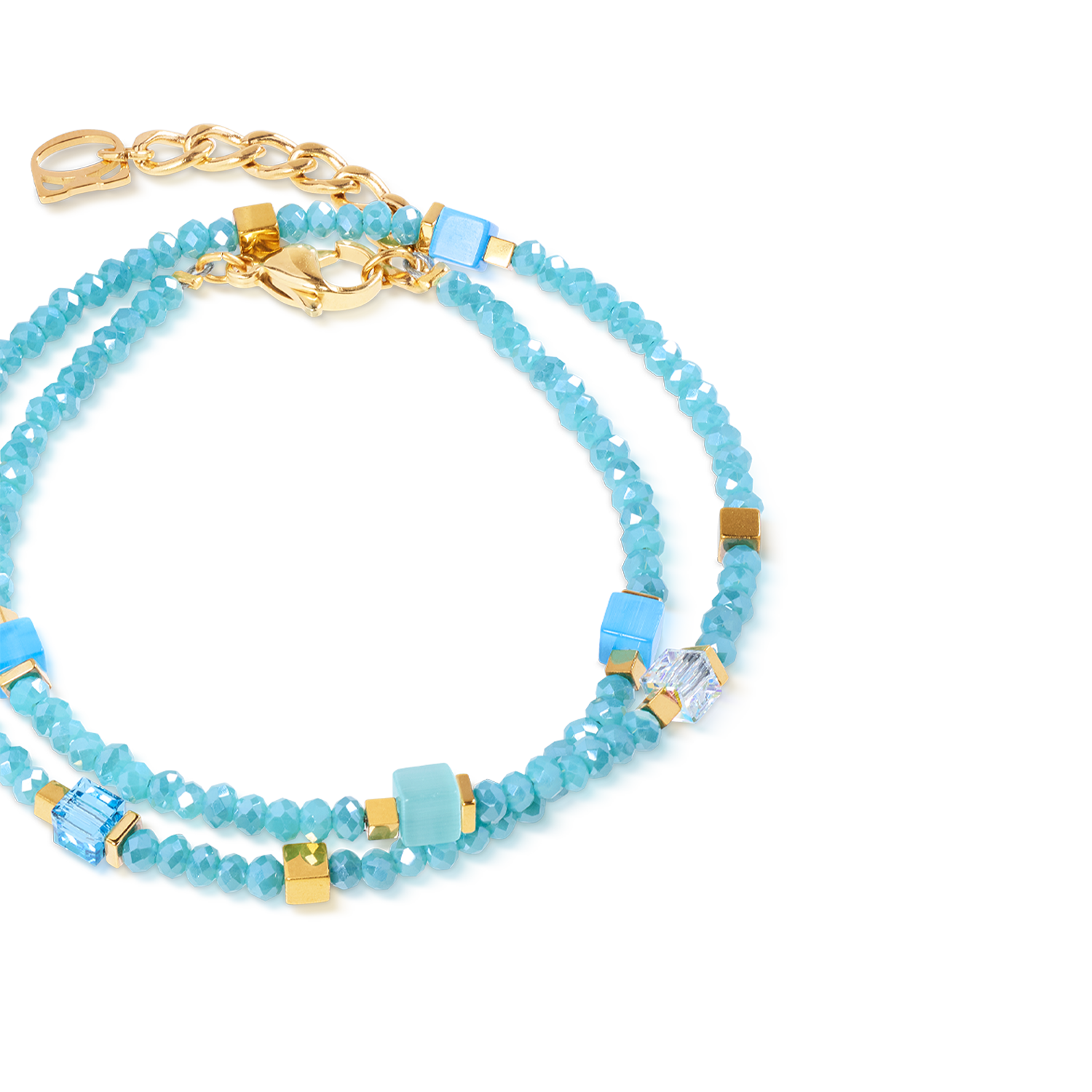 Joyful Colours Flex Armband gold-türkis von COEUR DE LION – Detailaufnahme