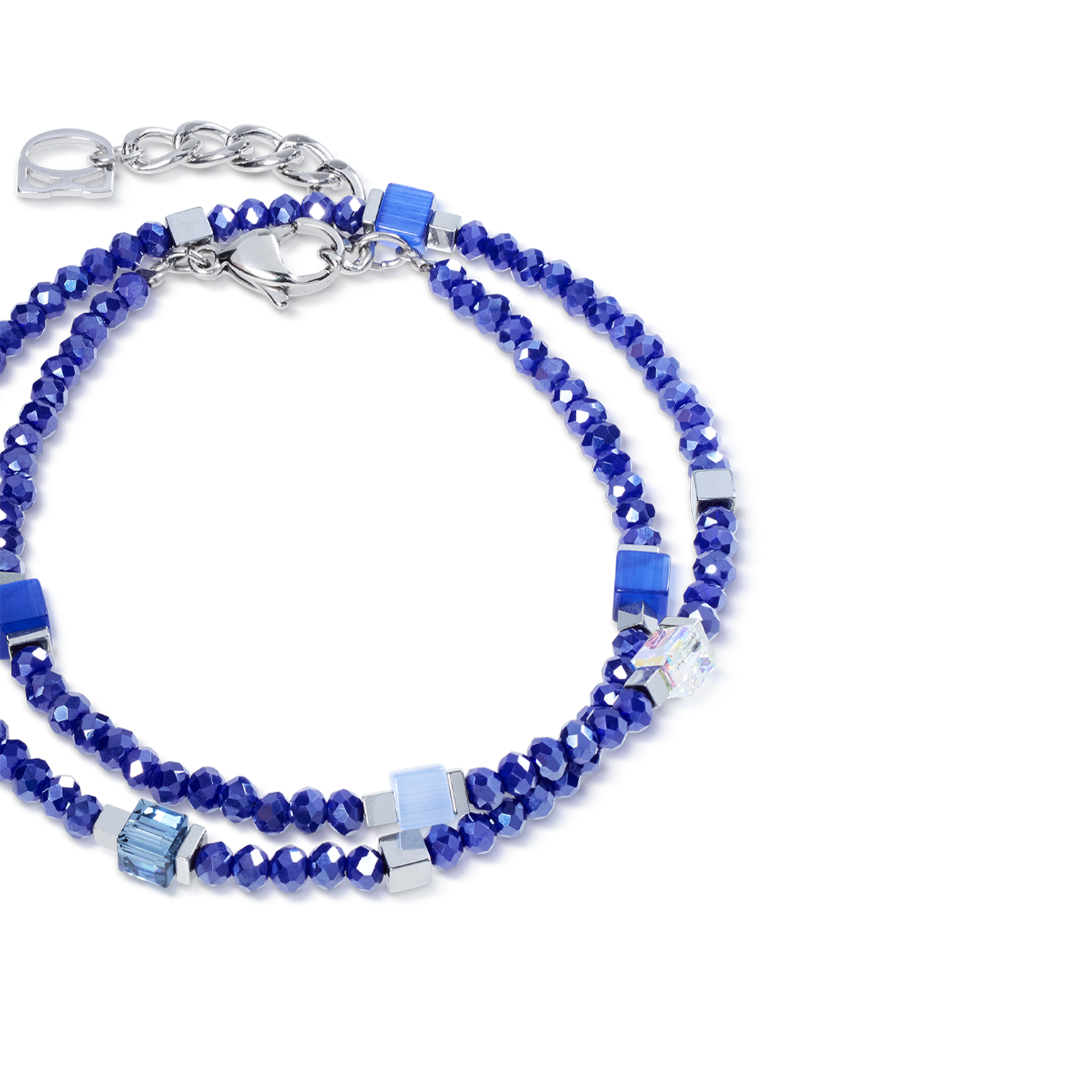 Joyful Colours Flex Armband silber-blau von COEUR DE LION – Detailaufnahme