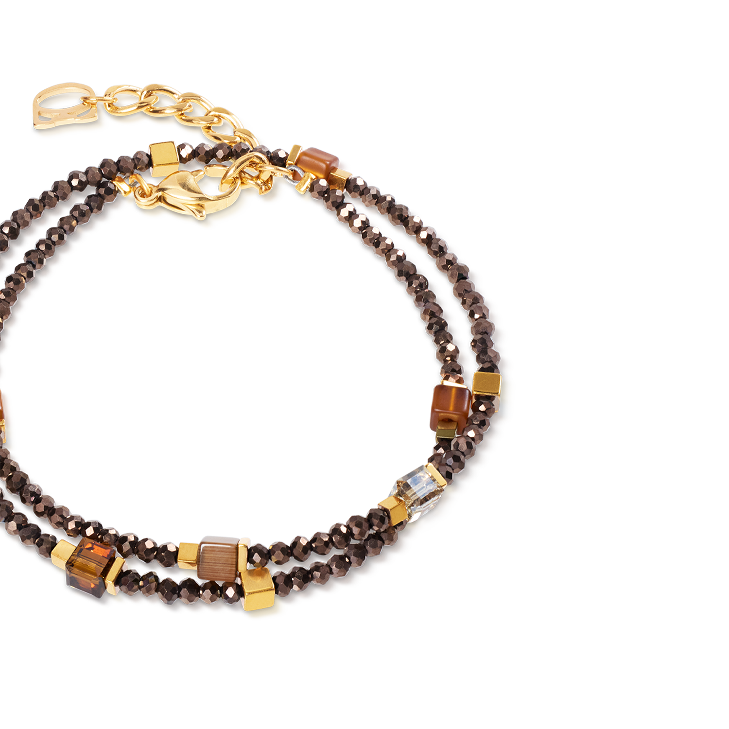 Joyful Colours Flex Armband gold-braun von COEUR DE LION – Detailaufnahme