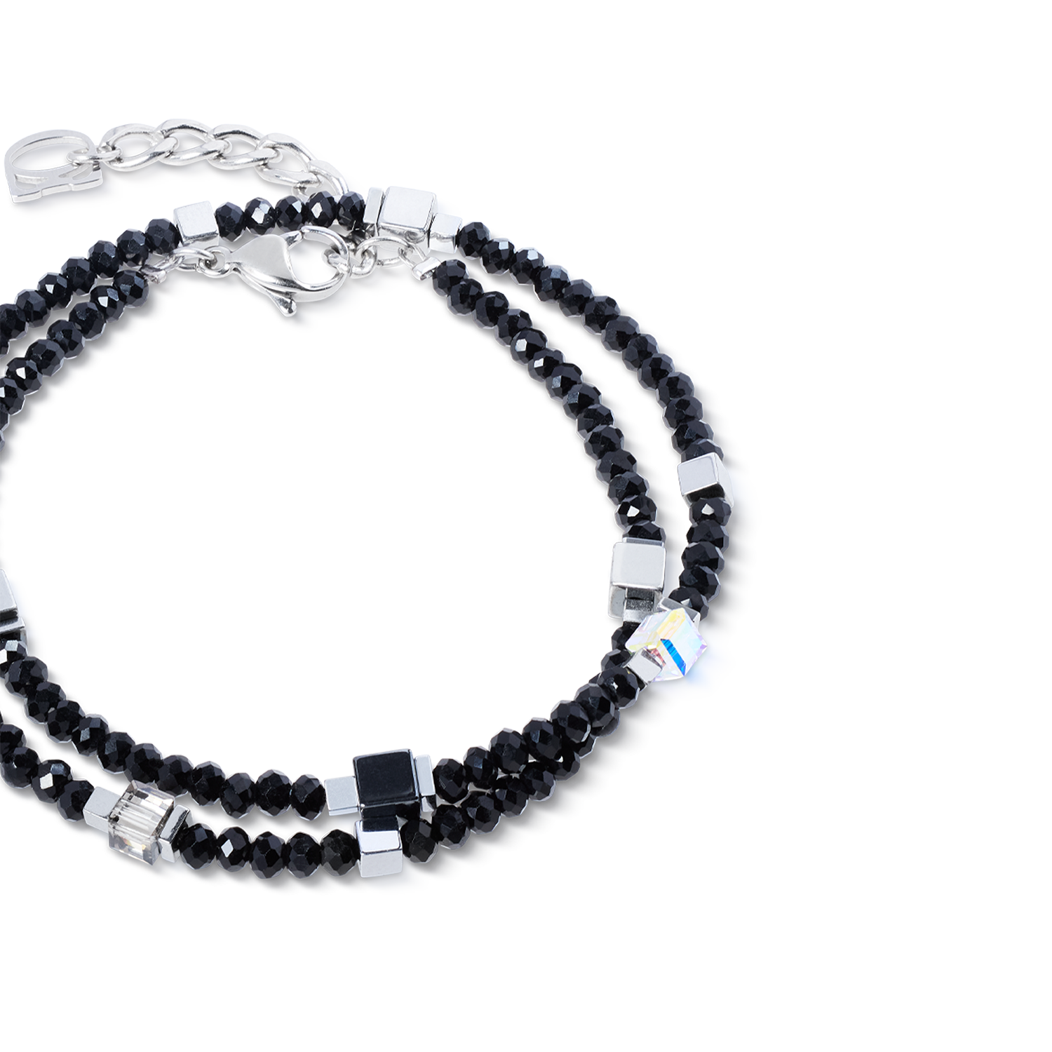 Joyful Colours Flex Armband silber-schwarz von COEUR DE LION – Detailaufnahme