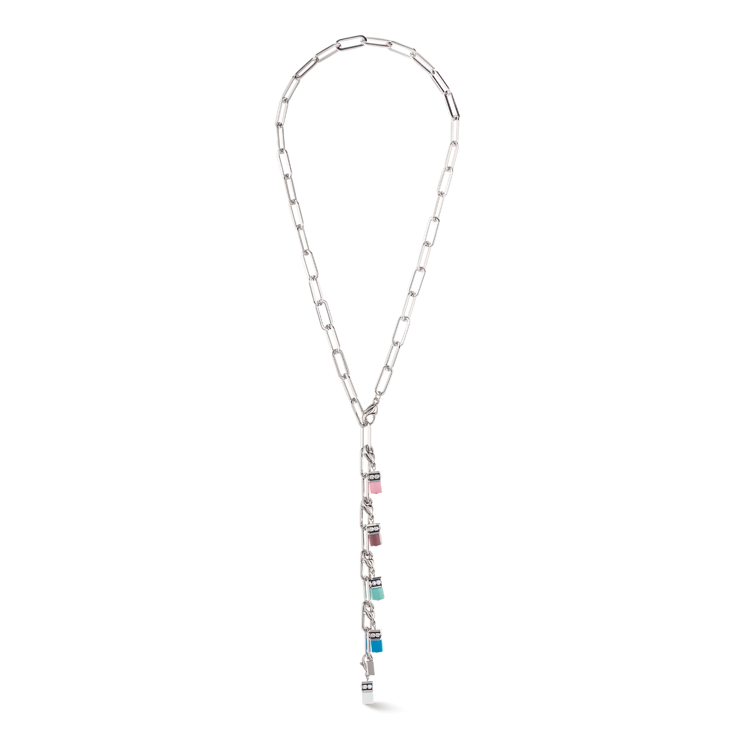 Halskette Happy Iconic Cube Charms silber pastell