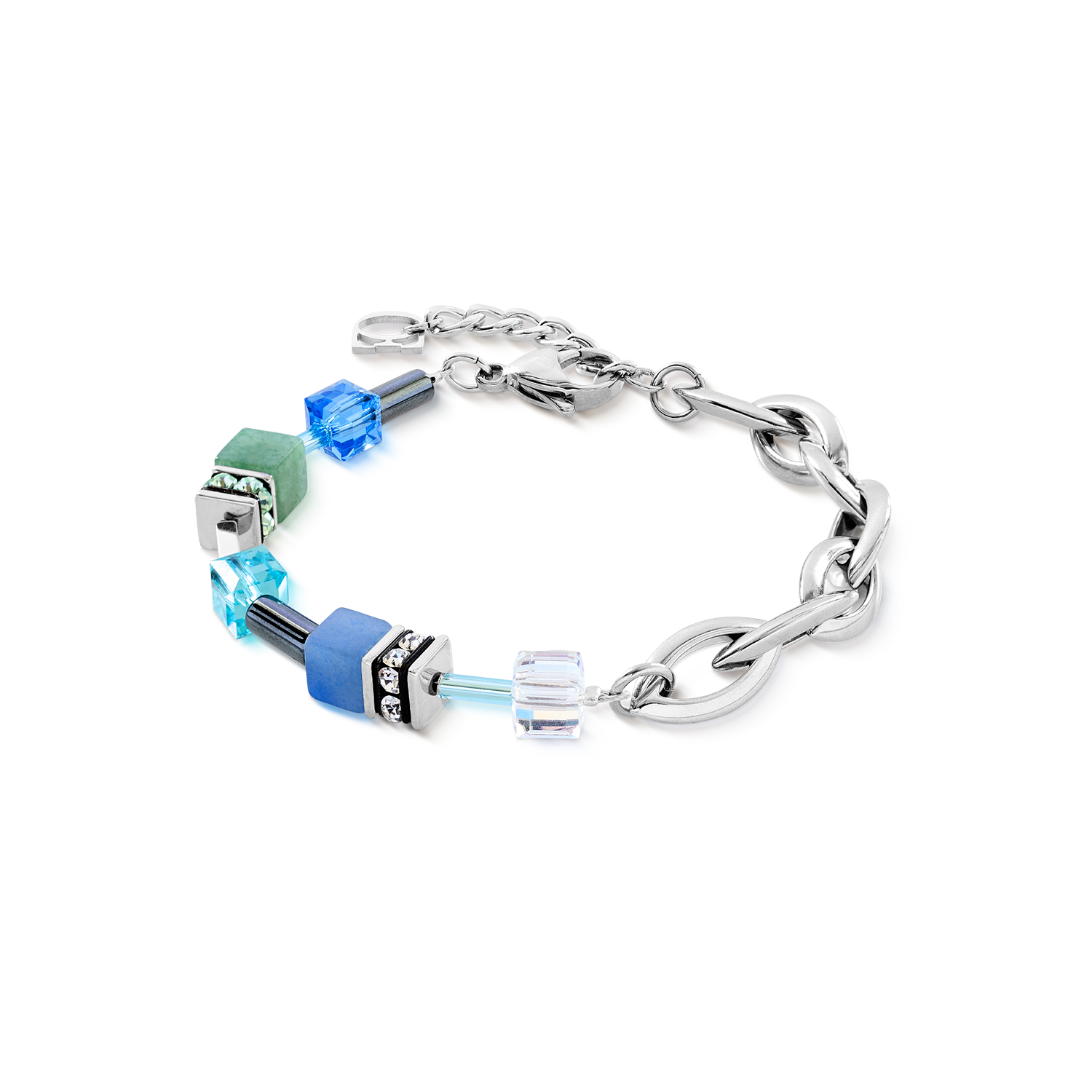 GeoCUBE® Chunky Chain Armband siber-blau von COEUR DE LION