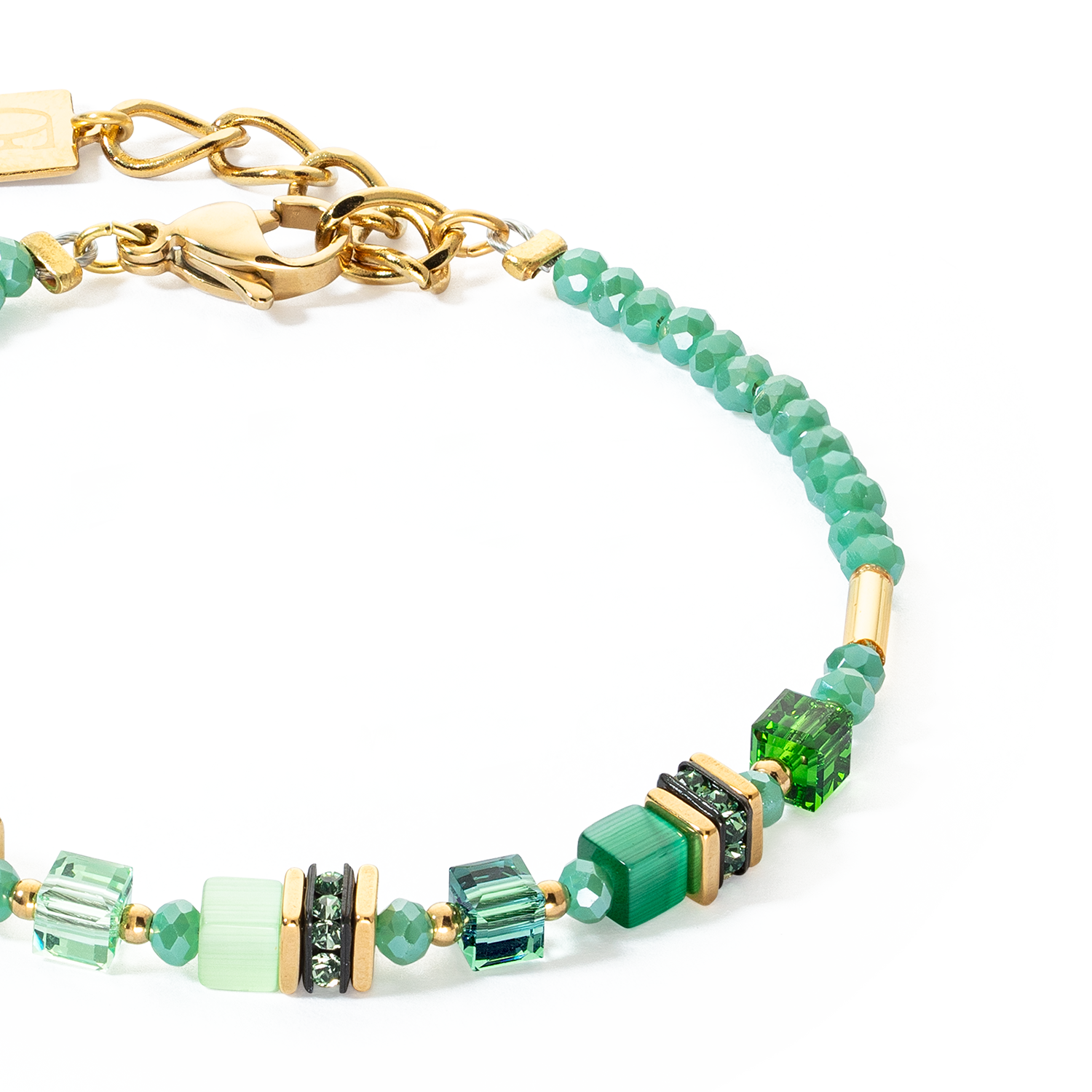 Armband Mini Cubes grün von COEUR DE LION – Detailaufnahme