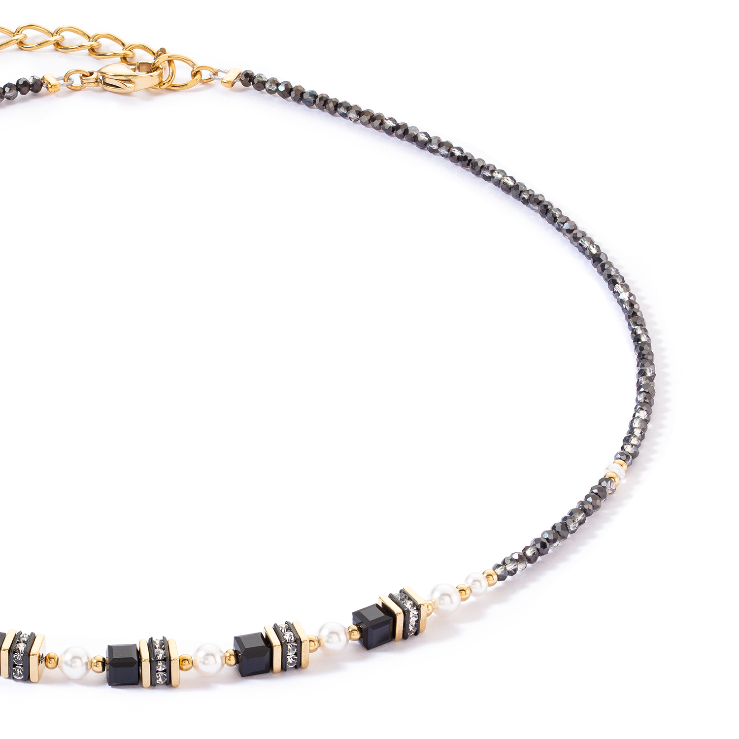 Halskette Sparkling Princess gold-schwarz von COEUR DE LION – Detailaufnahme