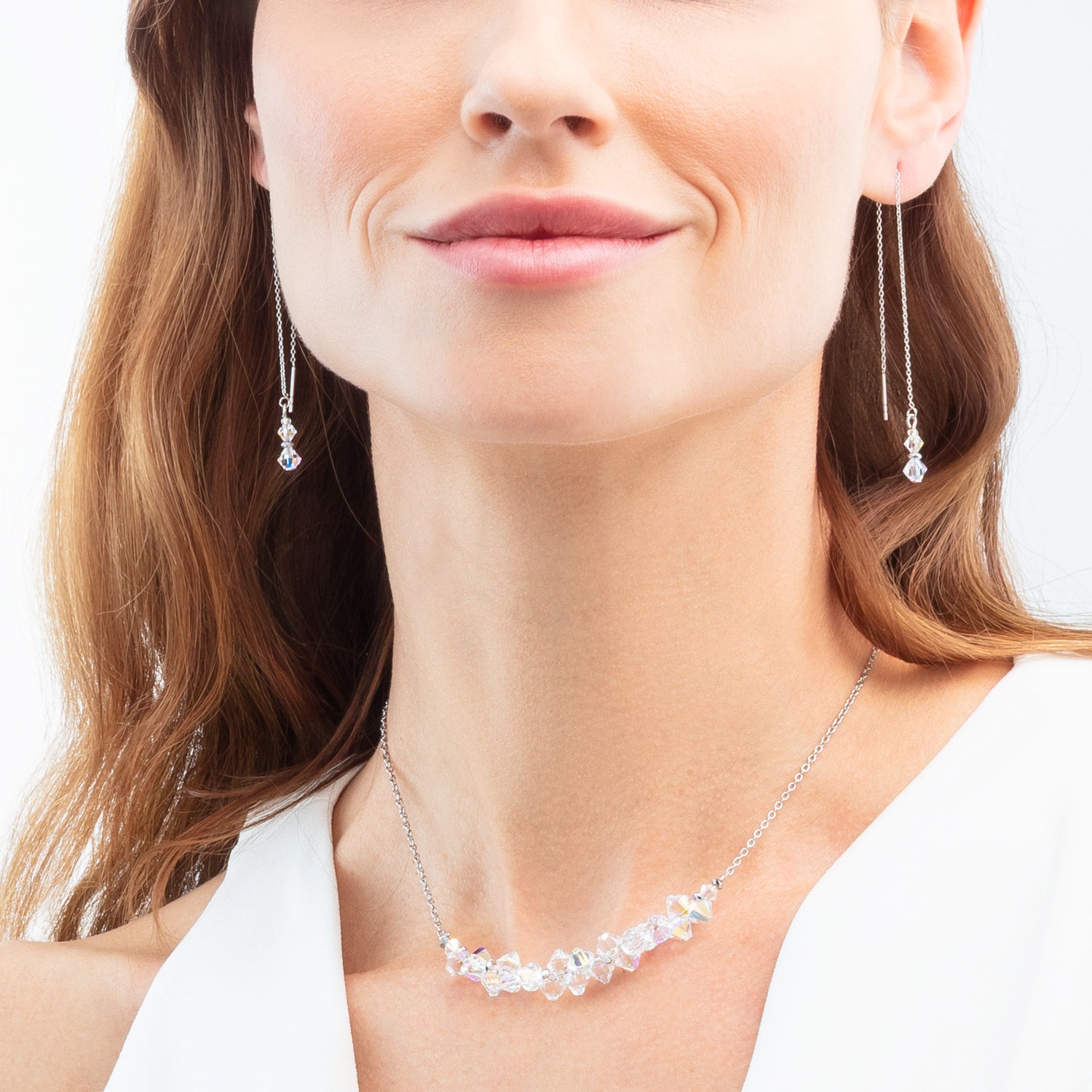 Halskette Dancing Crystals Pure silber-kristall von COEUR DE LION – am Modell getragen