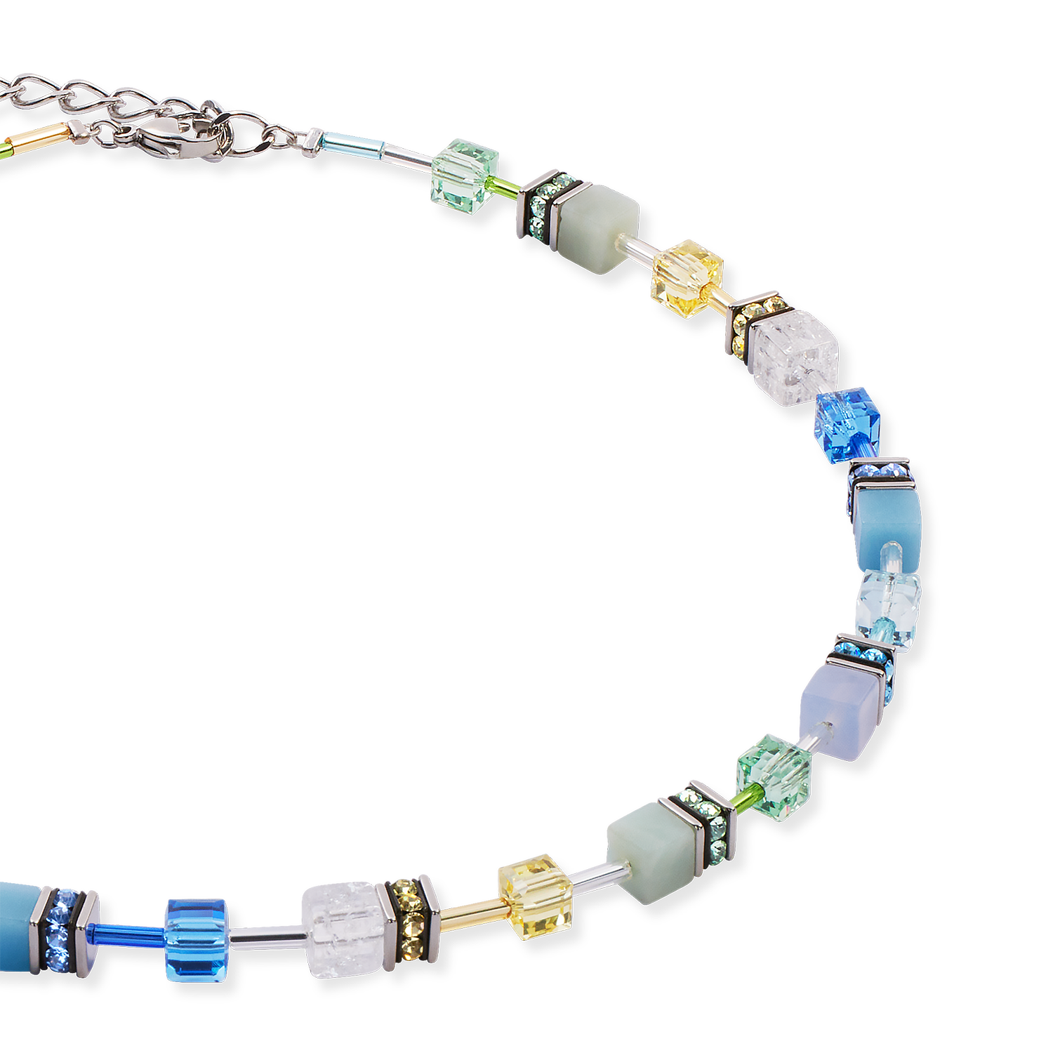 GeoCUBE® Iconic Precious Halskette aqua-grün von COEUR DE LION – Detailaufnahme