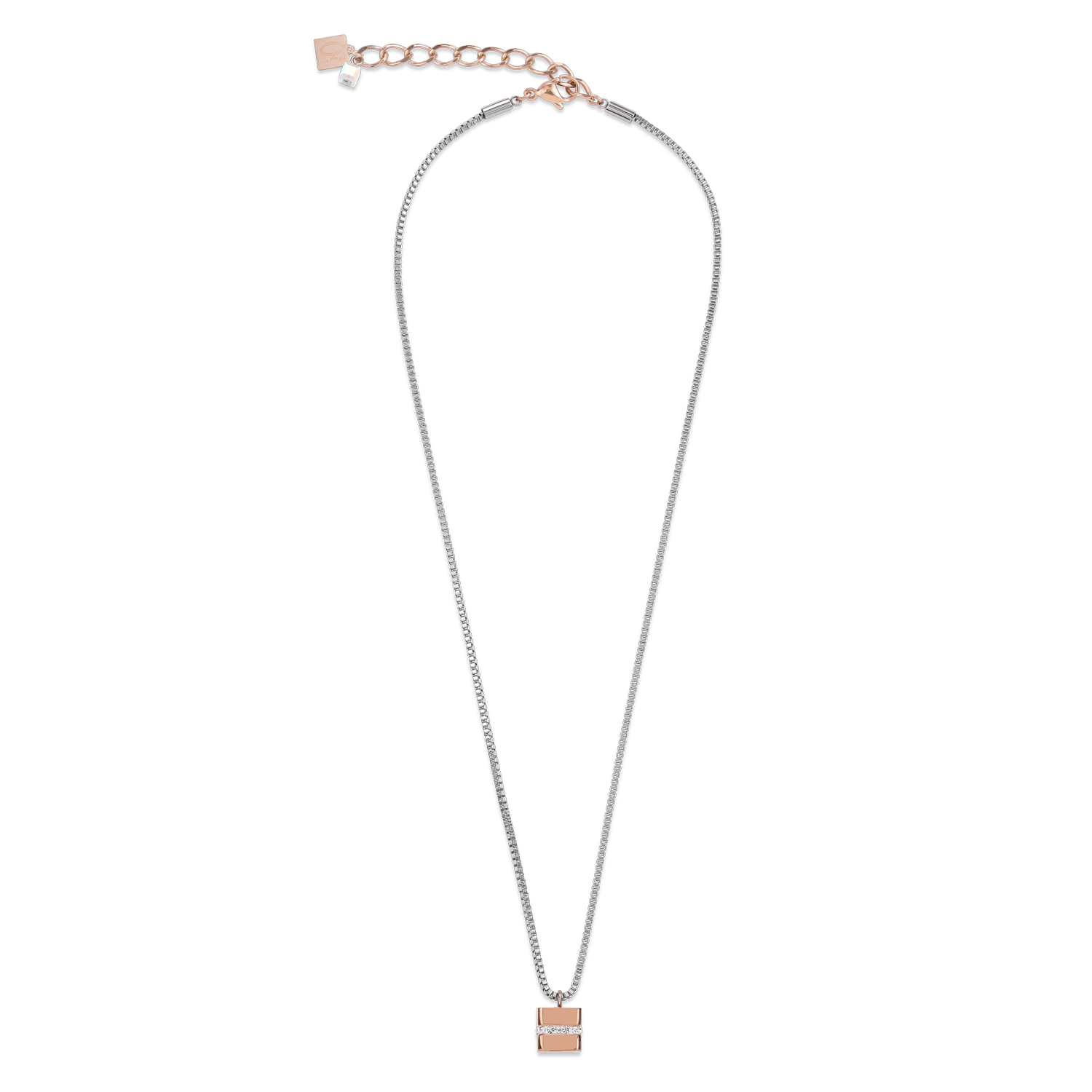 Halskette Cube Edelstahl roségold & Kristall Pavé kristall