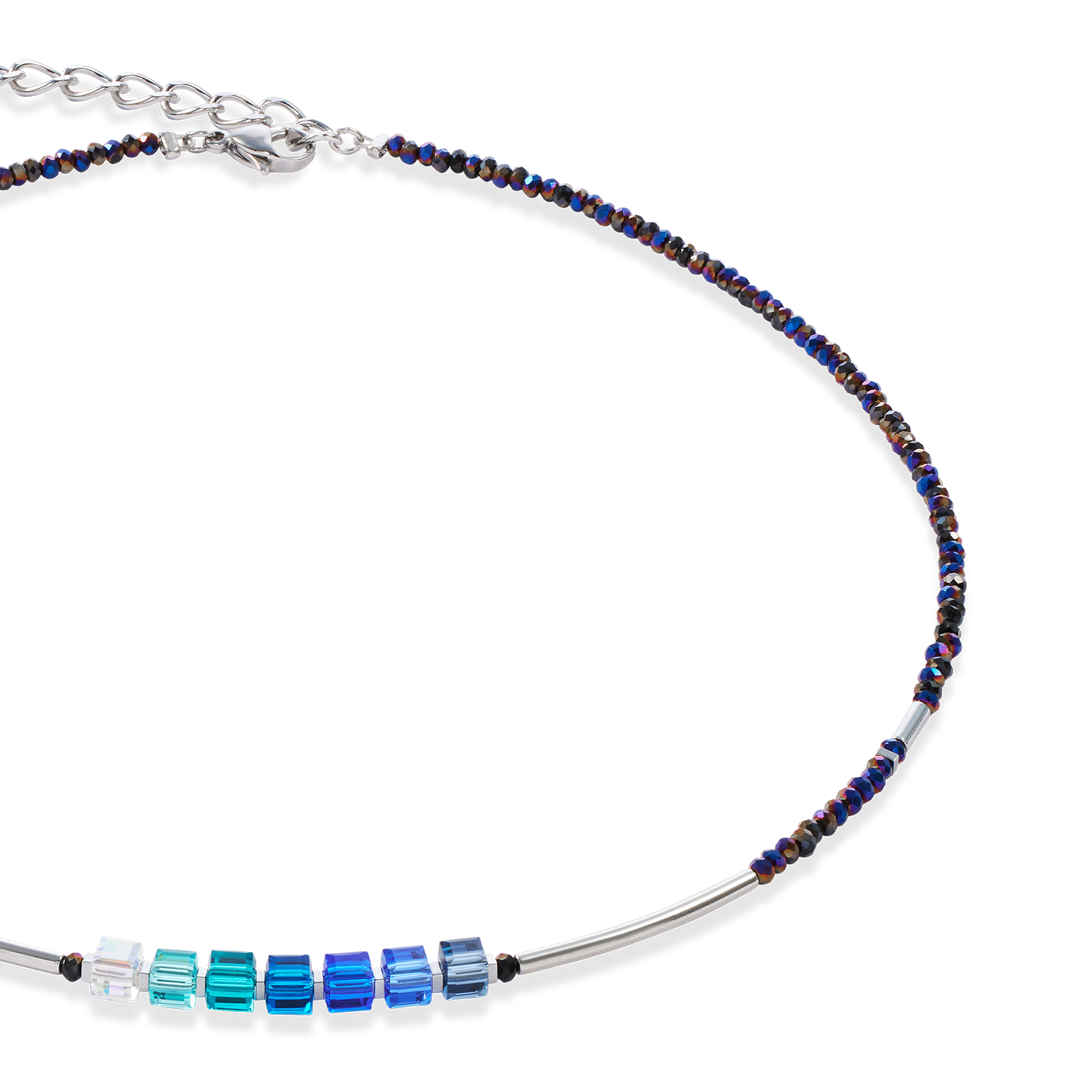 Cube Story Minimalistic Sparkling Halskette blau von COEUR DE LION – Detailaufnahme