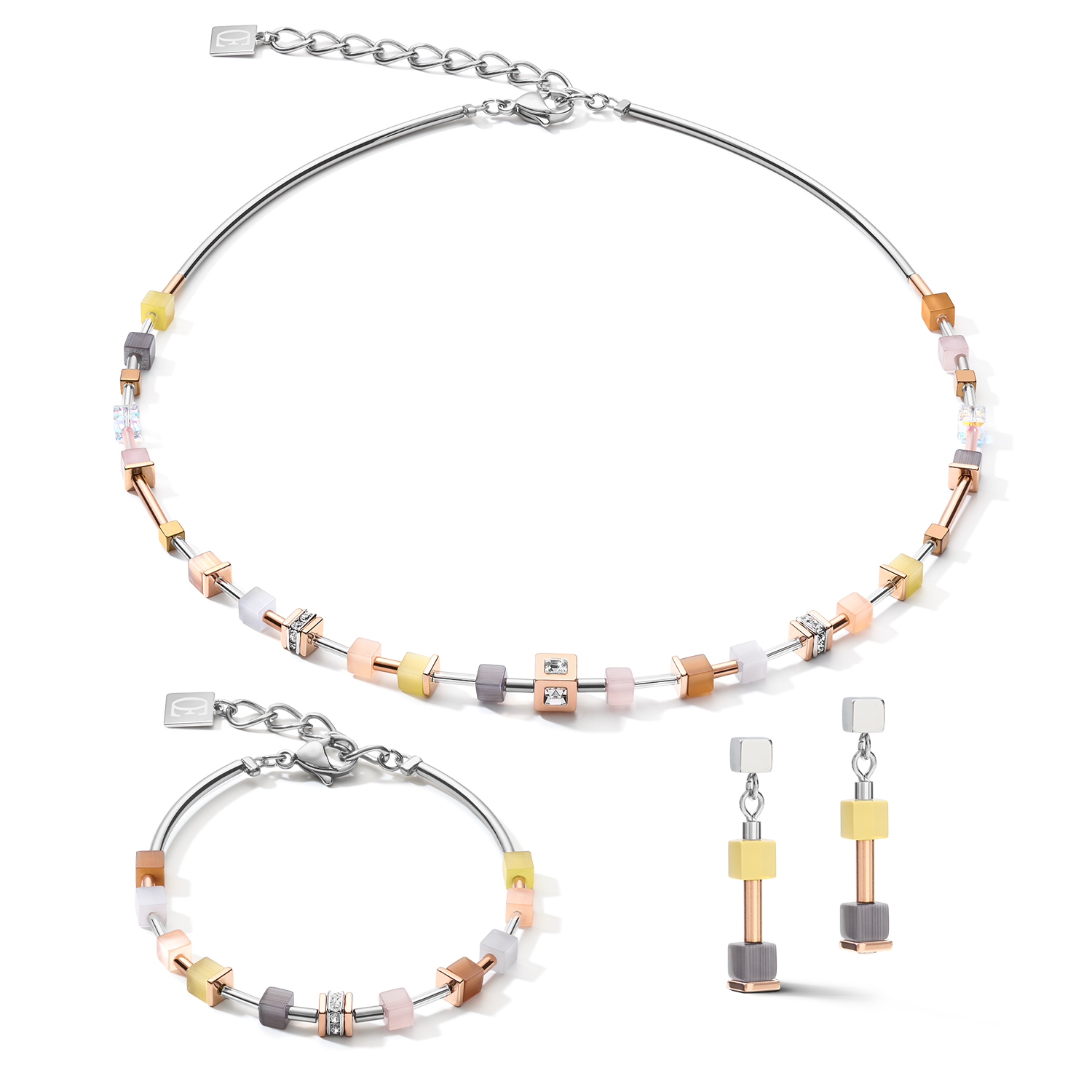 Ohrringe GeoCUBE® fein pastell beige-oliv