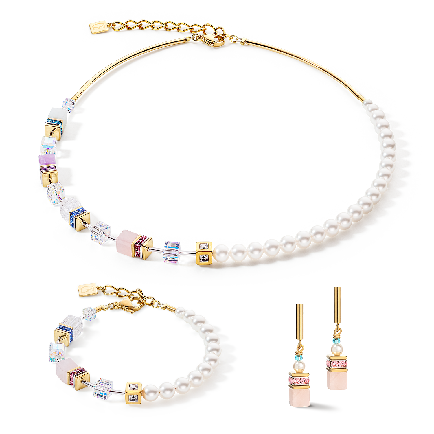 GeoCUBE® Precious Fusion Pearls Halskette multicolor pastell