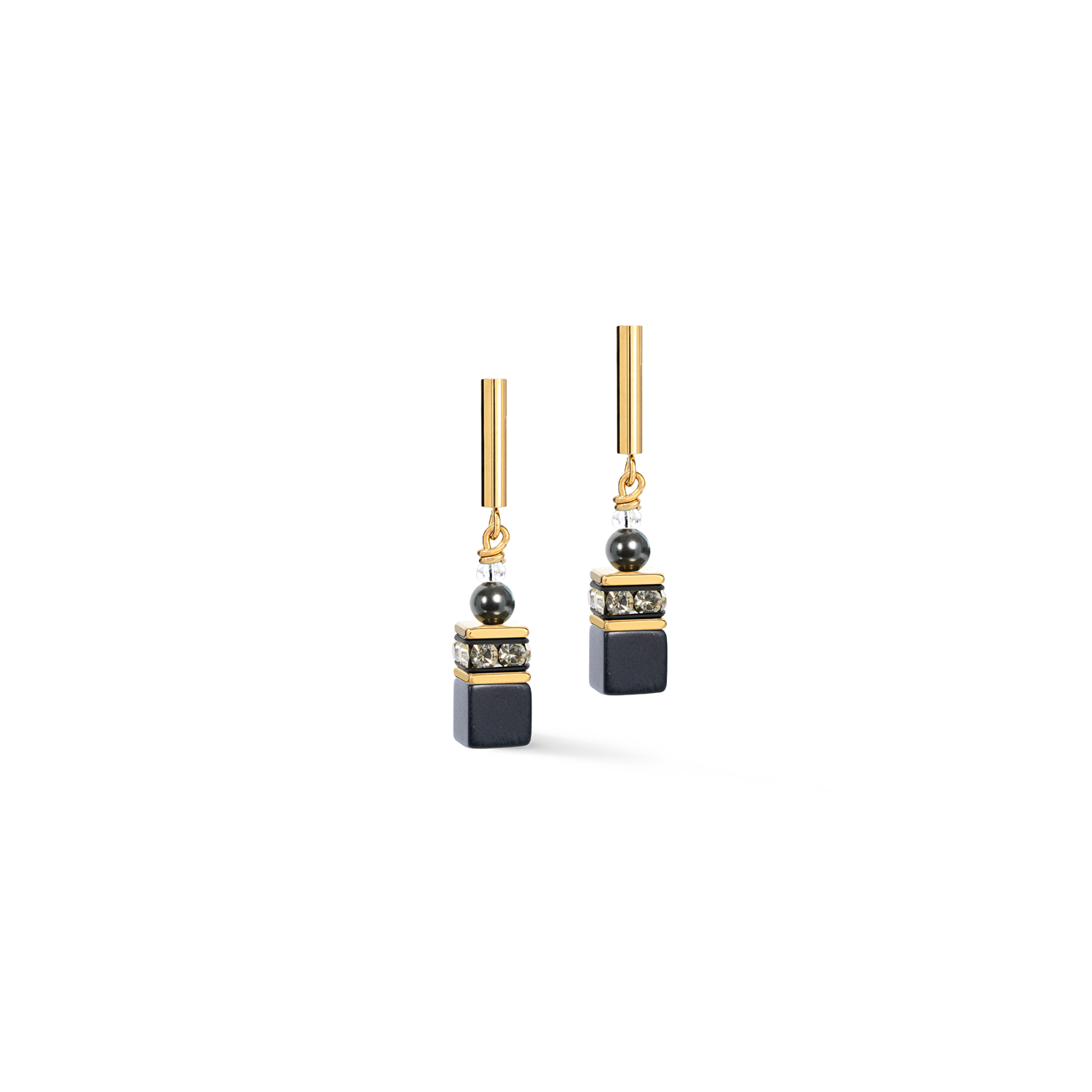 GeoCUBE® Precious Fusion Pearls Ohrstecker Anthracite Glow
