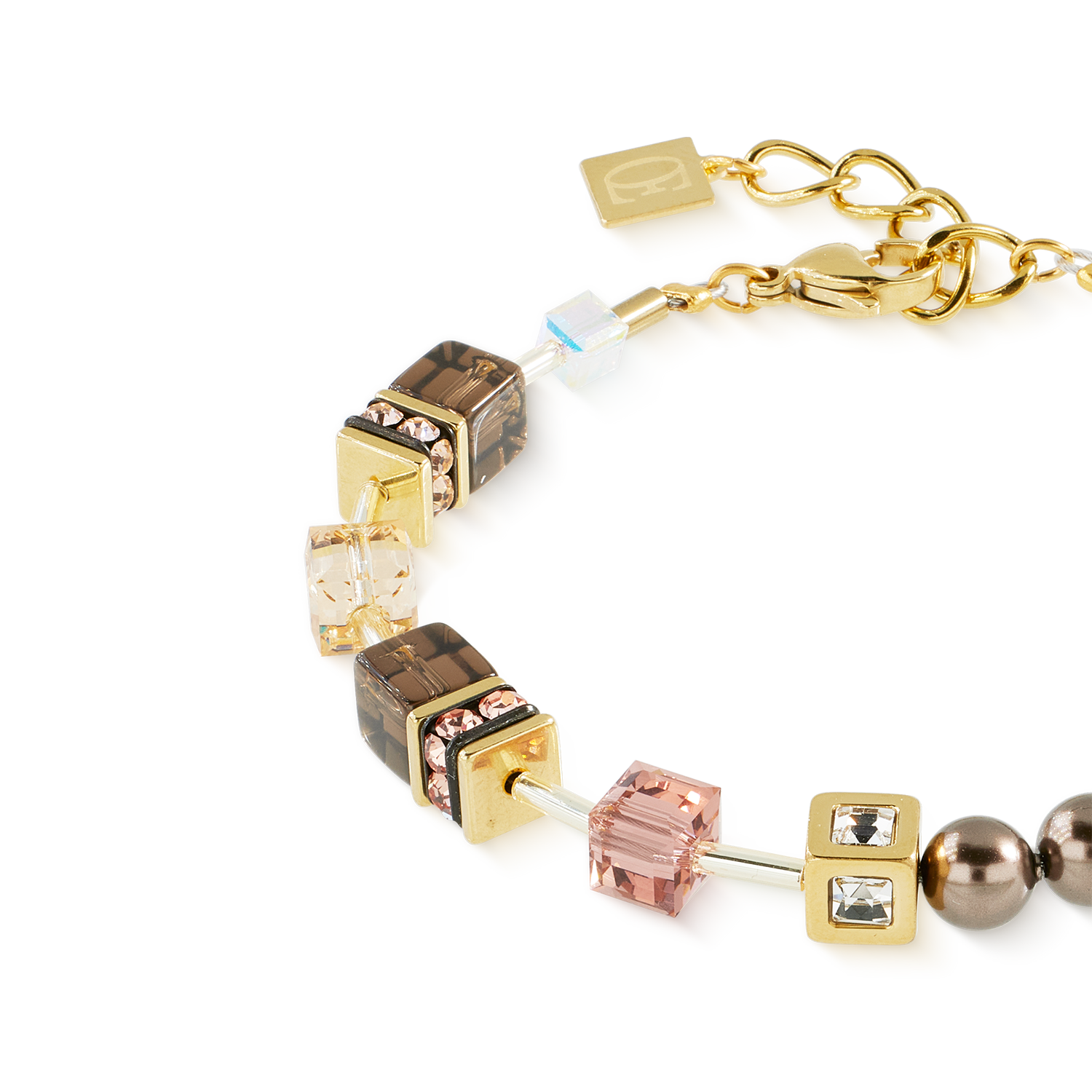 GeoCUBE® Precious Fusion Pearls Armband Mocha Mousse von COEUR DE LION – Detailaufnahme