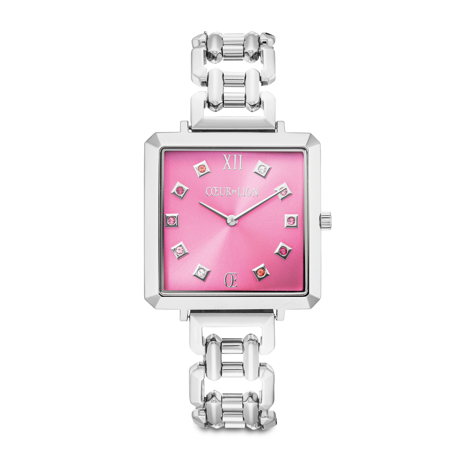Uhr Iconic Cube Viva Magenta Statement silber von COEUR DE LION