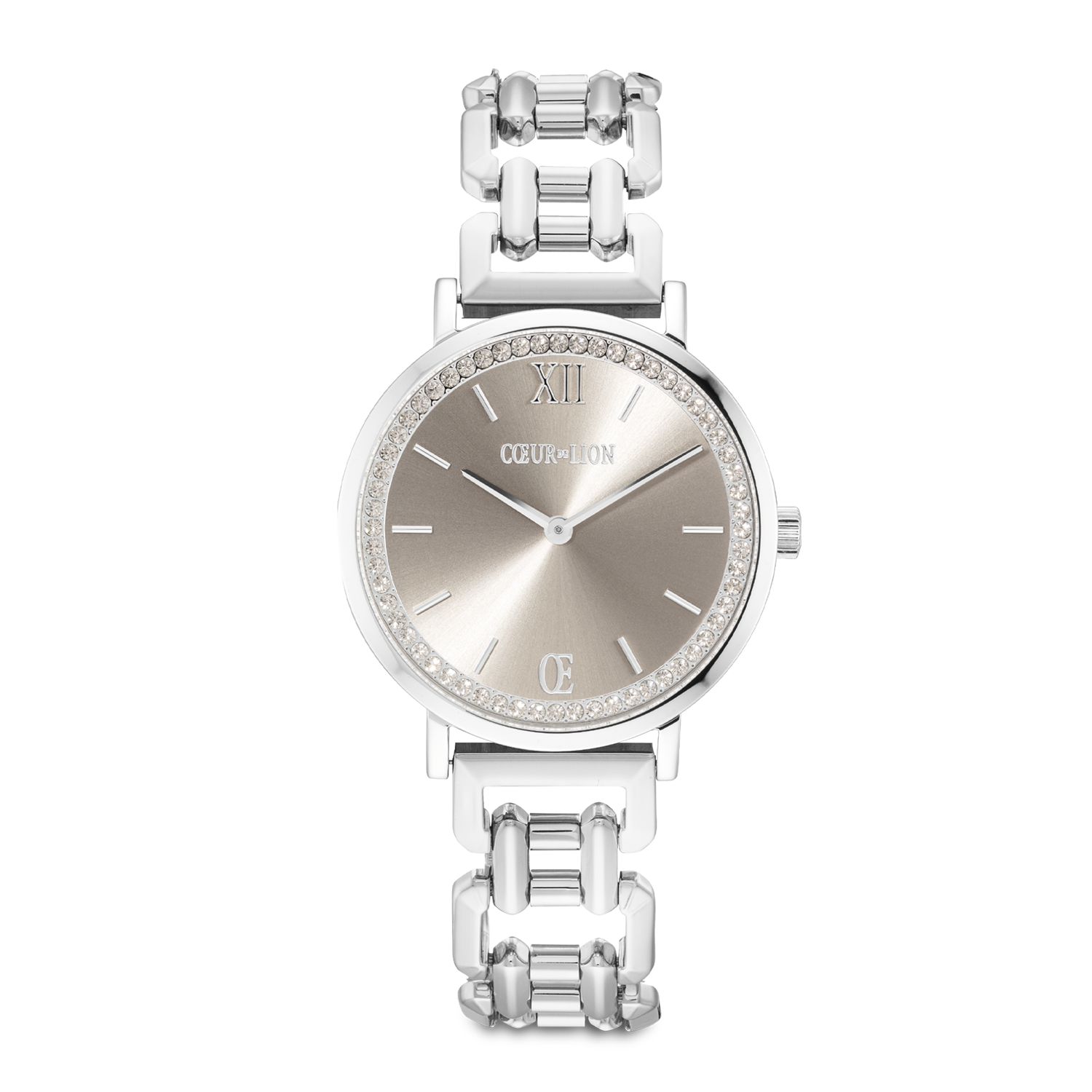 Uhr Rund Sparkling Graceful Greige Statement Silber von COEUR DE LION
