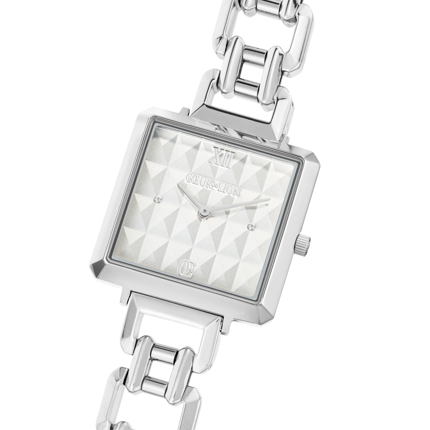 Uhr Iconic Cube Spikes Statement Silber von COEUR DE LION – im Set mit passenden Schmuckstücken