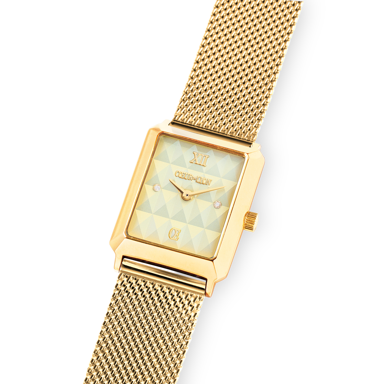 Uhr Iconic Spikes gold Milanaise Edelstahl gold von COEUR DE LION – Detailaufnahme