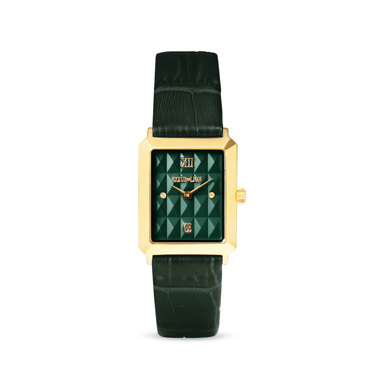 Uhr Iconic Spikes Leder Forest Green Gold